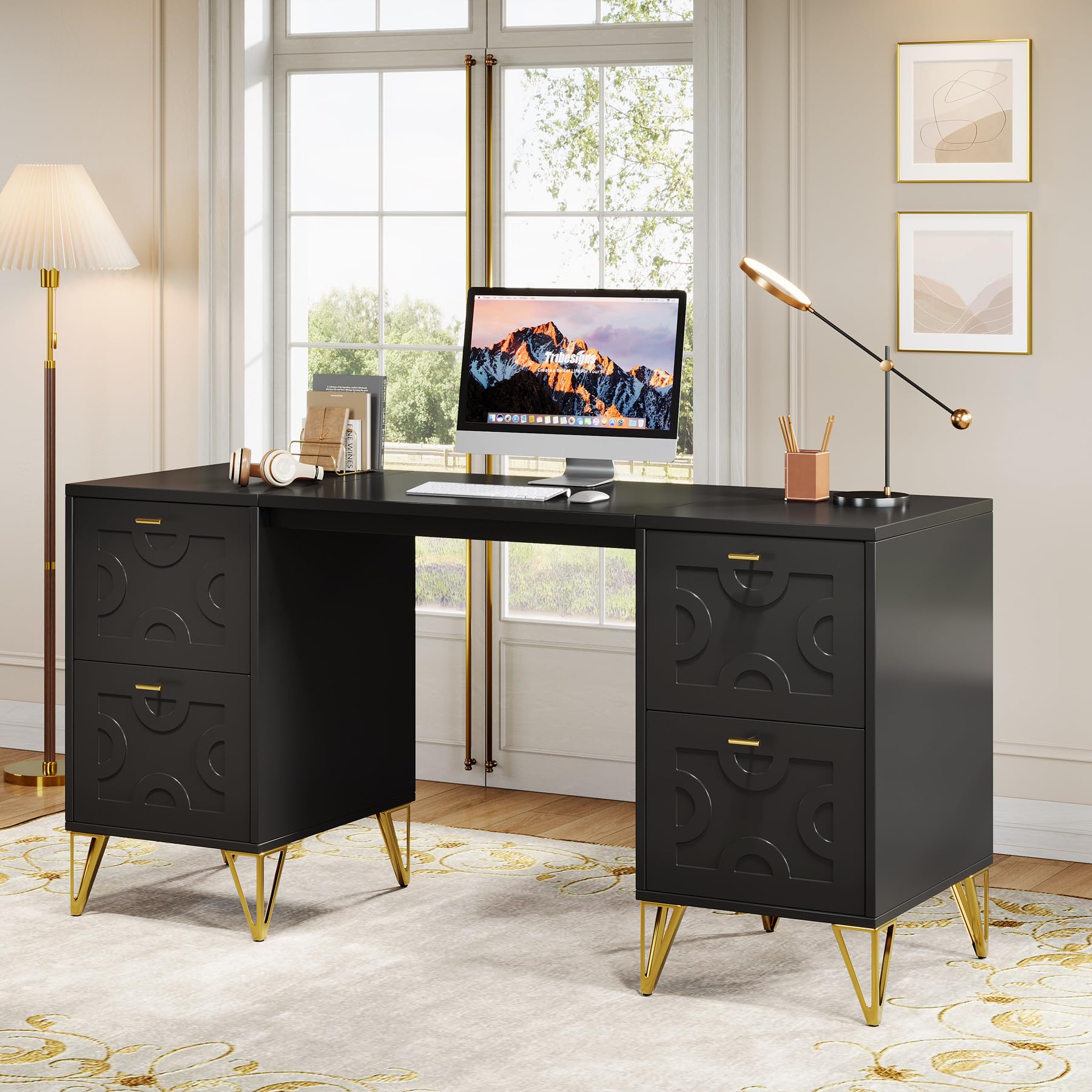 Amazon.com: Tribesigns 59-Inch Black Executive Computer Desk with