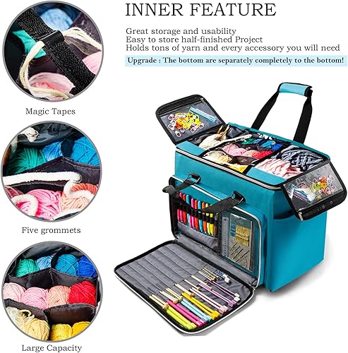 Miniatura 2 de Bolsa de punto, organizador de almacenamiento de hilo grande, bolsas de ganchillo y bolsas, bolsas de hilo para ganchillo, funda de soporte de hilo