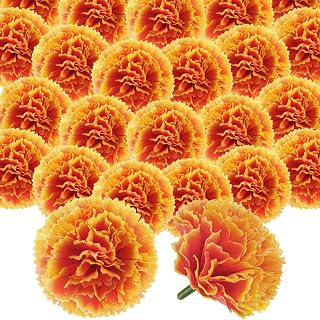 Syhood 50 Pcs Artificial Marigold Flowers for Day of the Dead Decor