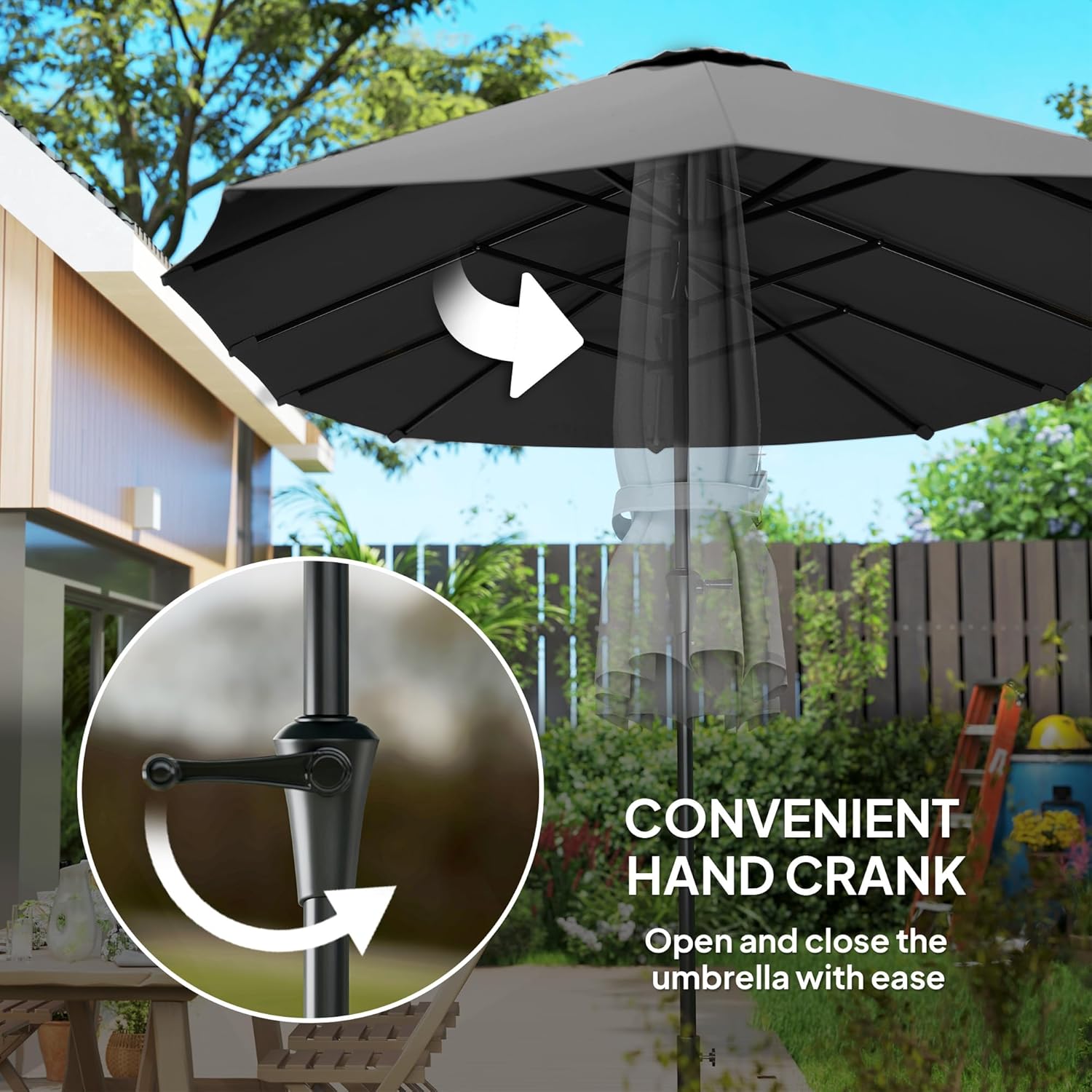 Outsunny 13 ft. Extra Large Patio Umbrella, UPF30+ Double Umbrella Outdoor Patio with Easy Crank Handle, Vents for Garden, Pool, Lawn
