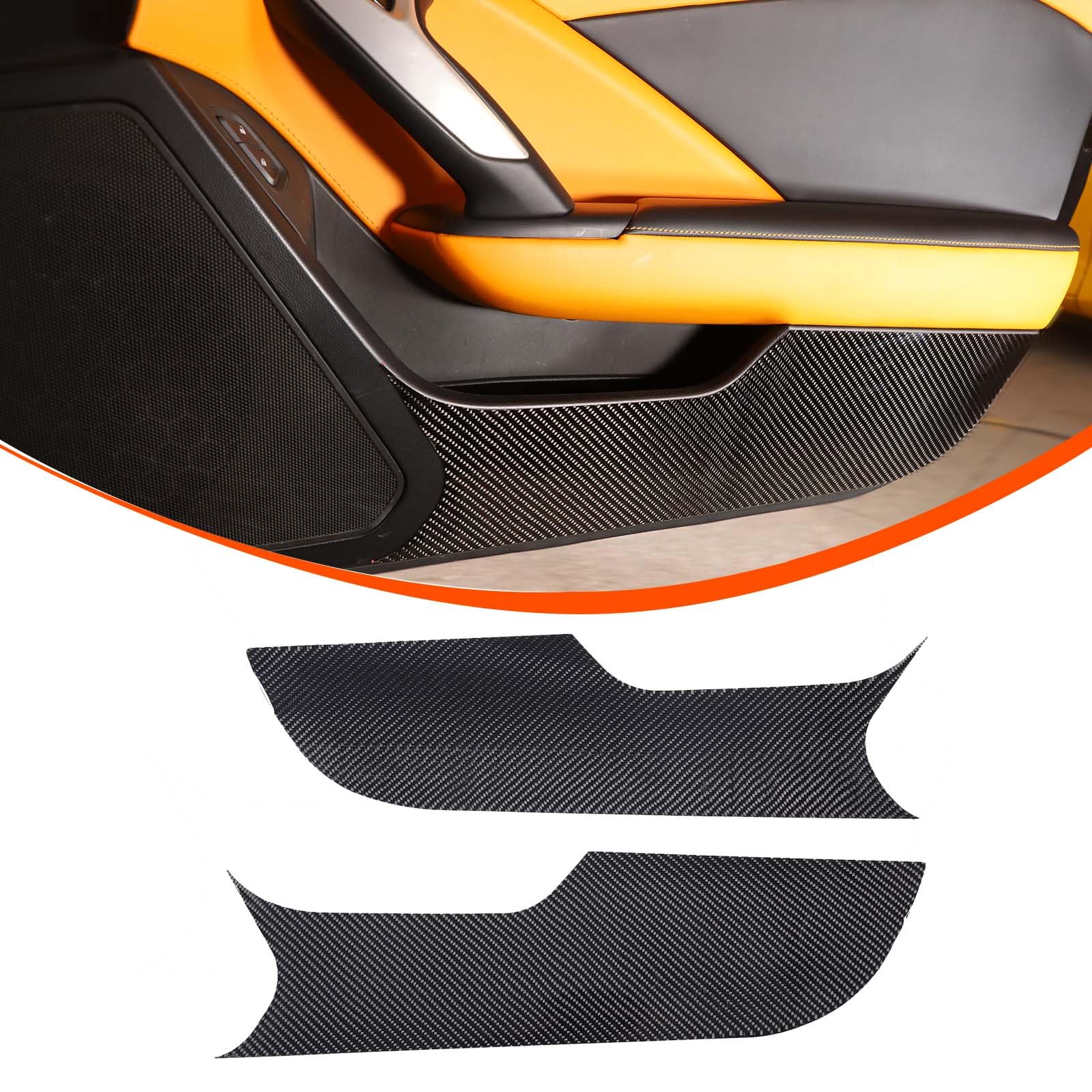 Car Side Door Anti Kick Pad Carbon Fibre Sticker for Chevy Corvette C7 Accessories, Cab Side Door Panel Anti Kick Mat, Door Anti Kick Panel Protector Guard Cover Trim, Fits 2014-2019