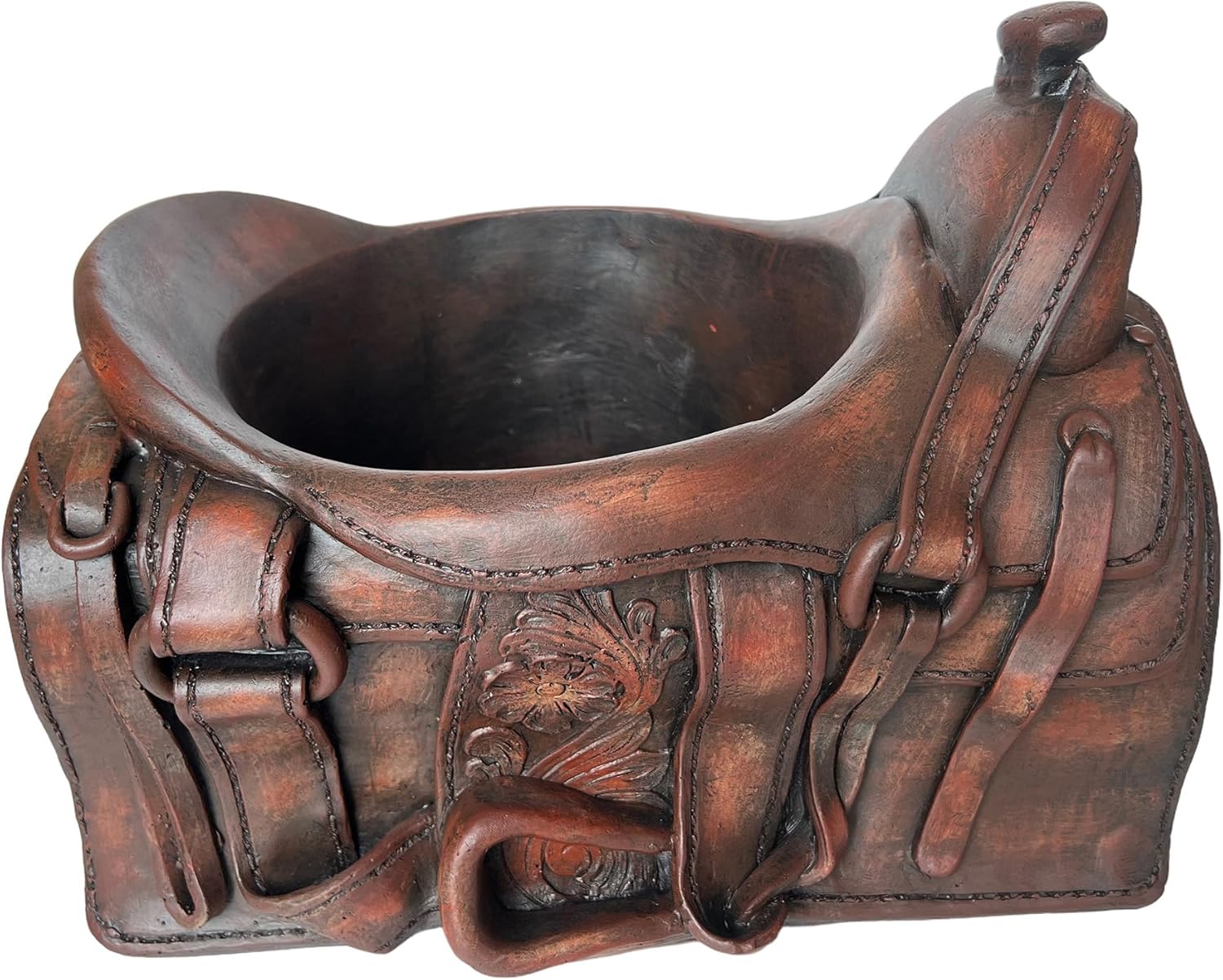 De Leon Collections Indoor Outdoor Herb Flower Planter Pot, 11.25 x 12.75 Inch Polyresin, Saddle