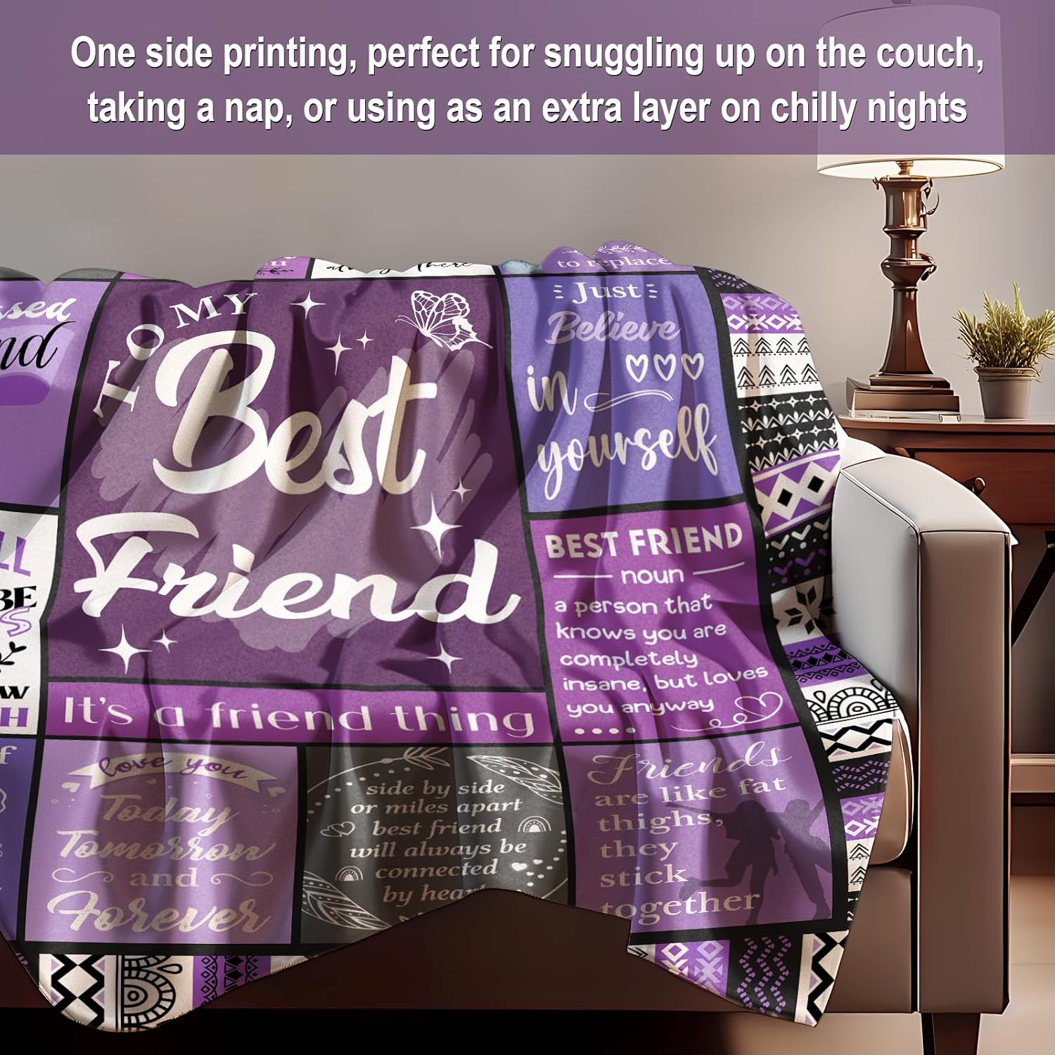 Best Friend Blanket Gifts, Best Friend Birthday Gifts for Women - Friendship Gift to My Best Friends, Bestie, BBF, Soul Sister, Long Distance Blanket Present 50x60in - Image 5