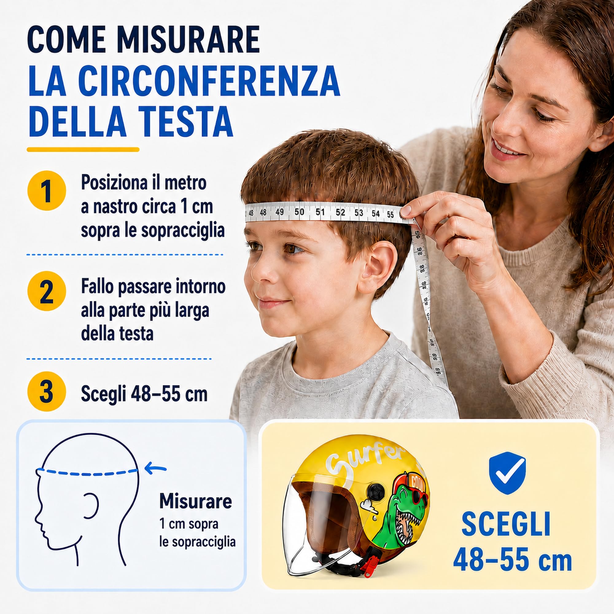 FREEUP Casco moto bambino, Casco jet con visiera per Ragazzo E Ragazza, DOT/Certificazione ECE, chiusura rapida, smontabile, lavabile, 48-55cm
