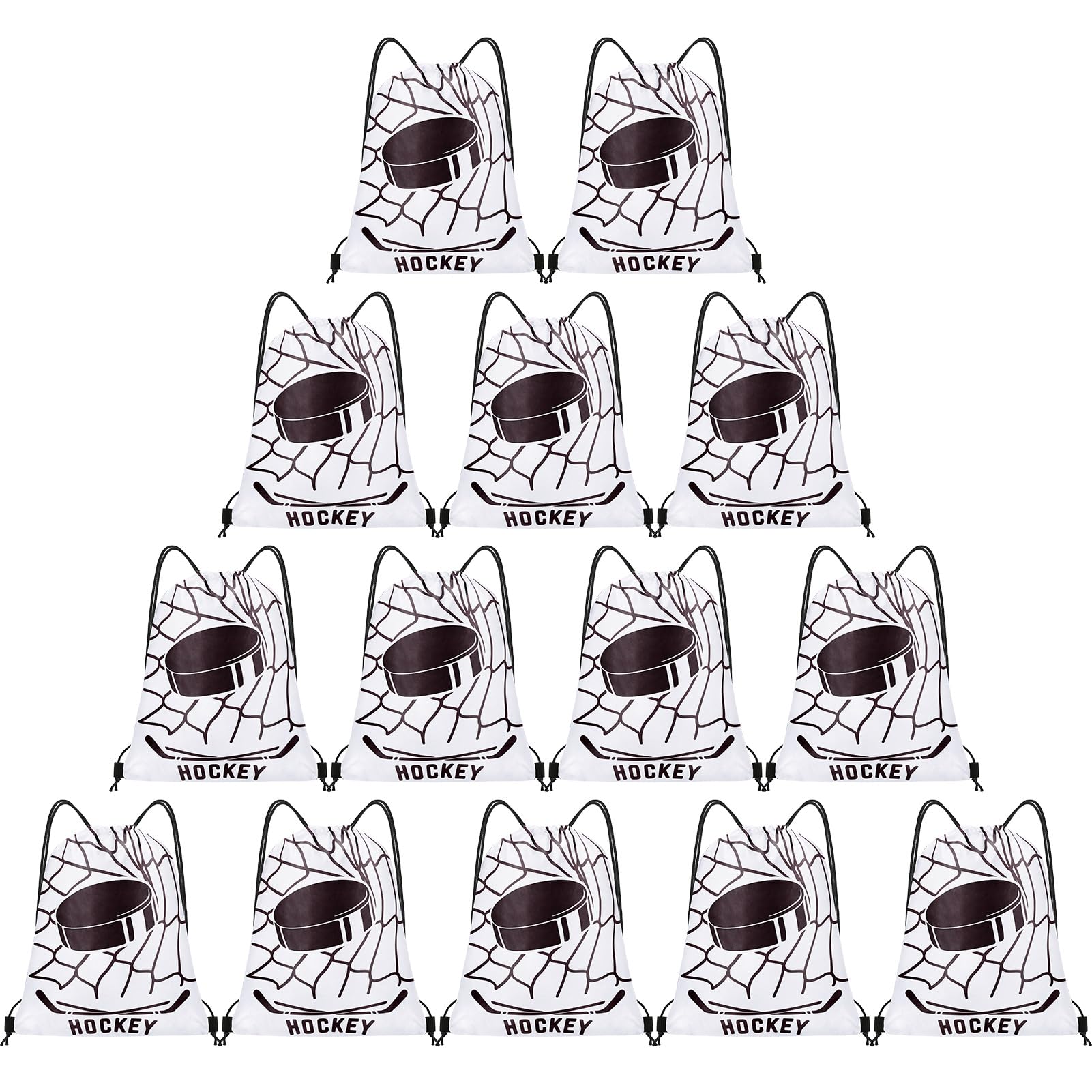 14 Pcs Drawstring Bags Softball Baseball Basketball Football Goodie Favor Bags Cinch Candy Bag Sackpack for Sports Teams (Hockey)