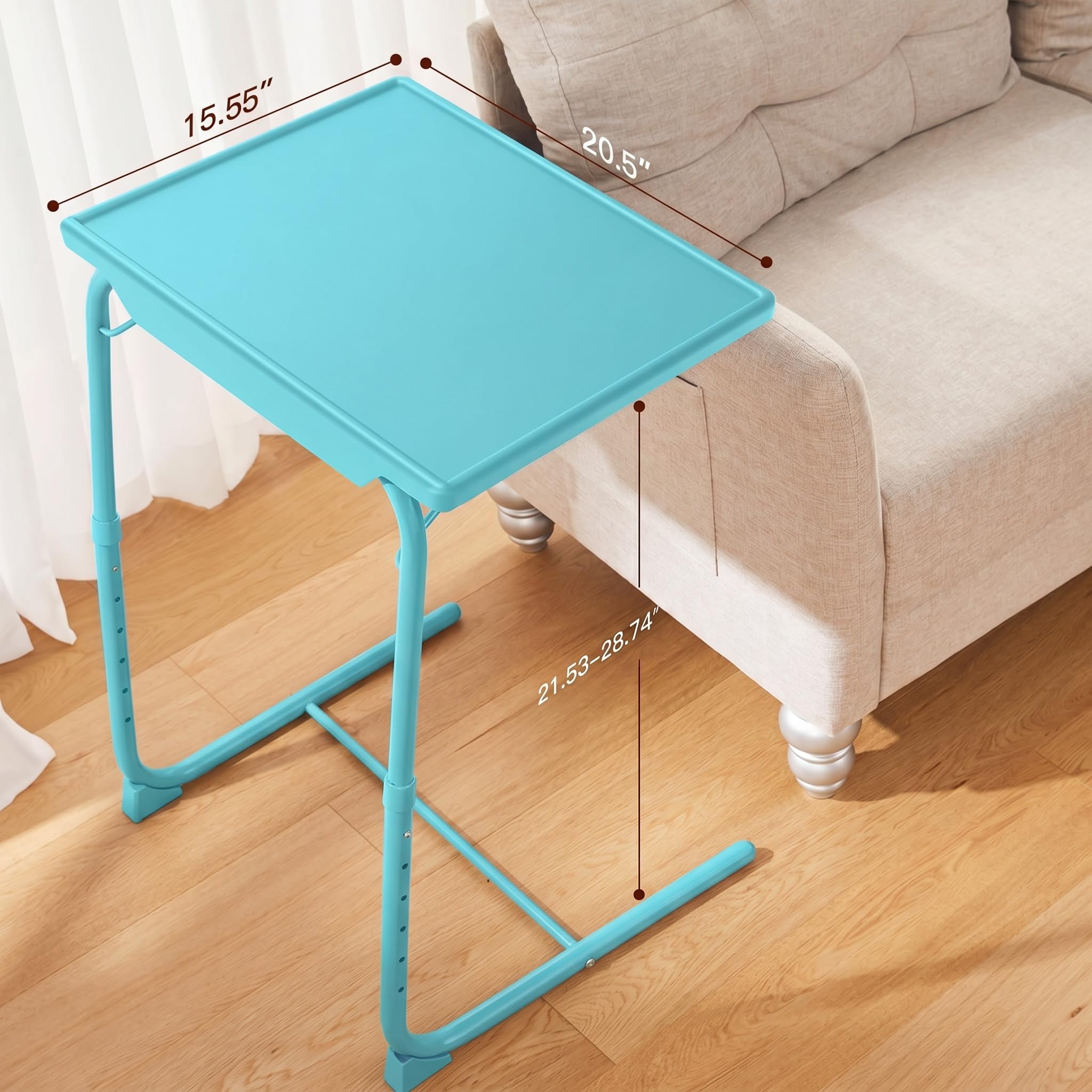 Mesa de TV ajustable – Bandeja de TV en la cama y el sofá, cómoda mesa plegable con 6 ajustes de altura y 3 ángulos de inclinación (azul)