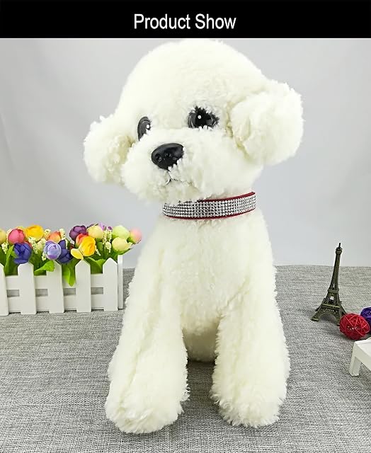 Foto 2 de 7 de Newtensina 2 Piezas Collar de Perro Elegante Conjunto Suave Collar de Perro Bling de Gamuza con Pajarita…
