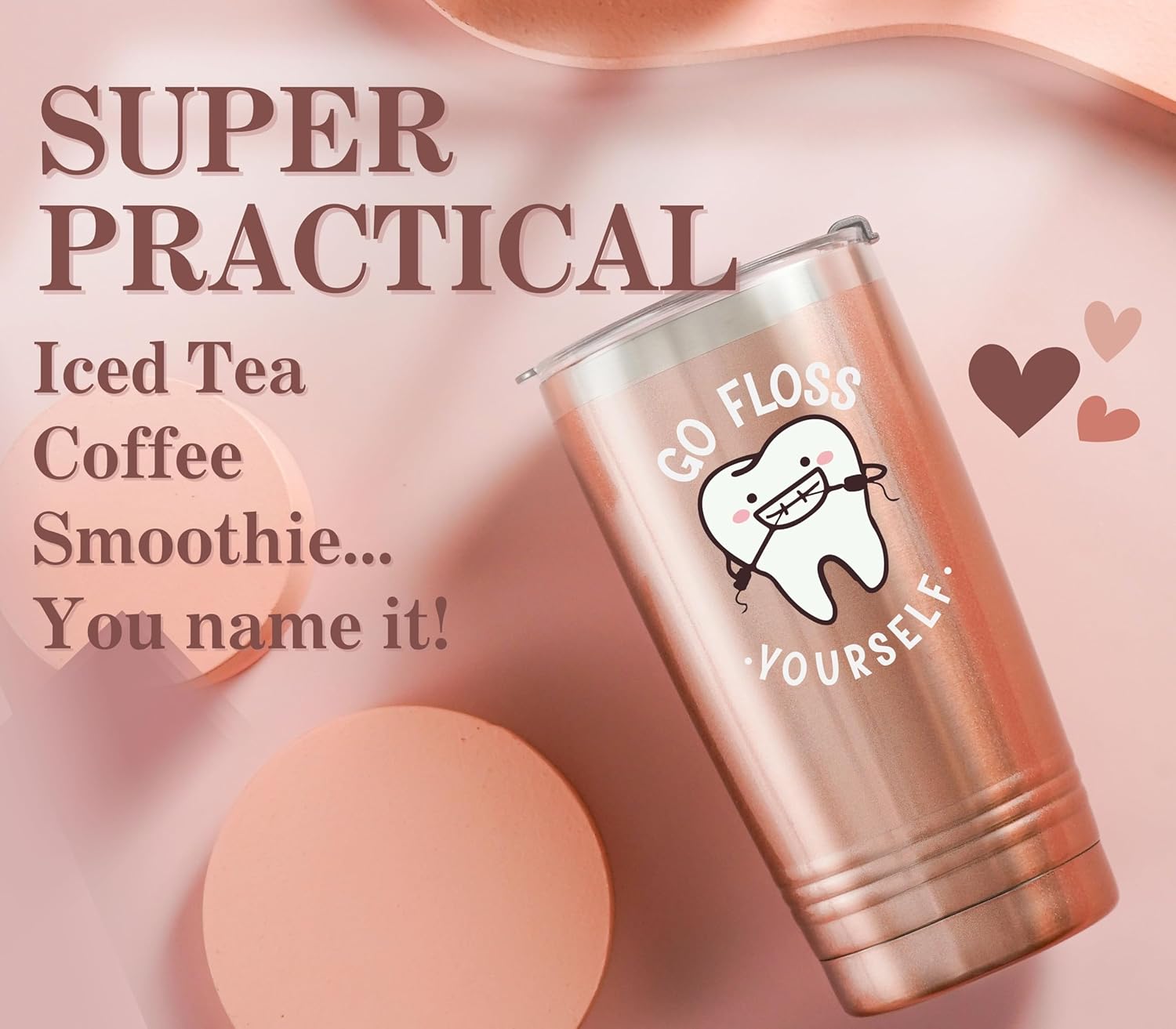 Onebttl Dental Gifts for Dental Assistant, Dental Hygienist on Dental Assistants Recognition Week, National Dental Hygienists Week, 20oz Insulated Stainless Steel Tumbler - Floss - Image 3