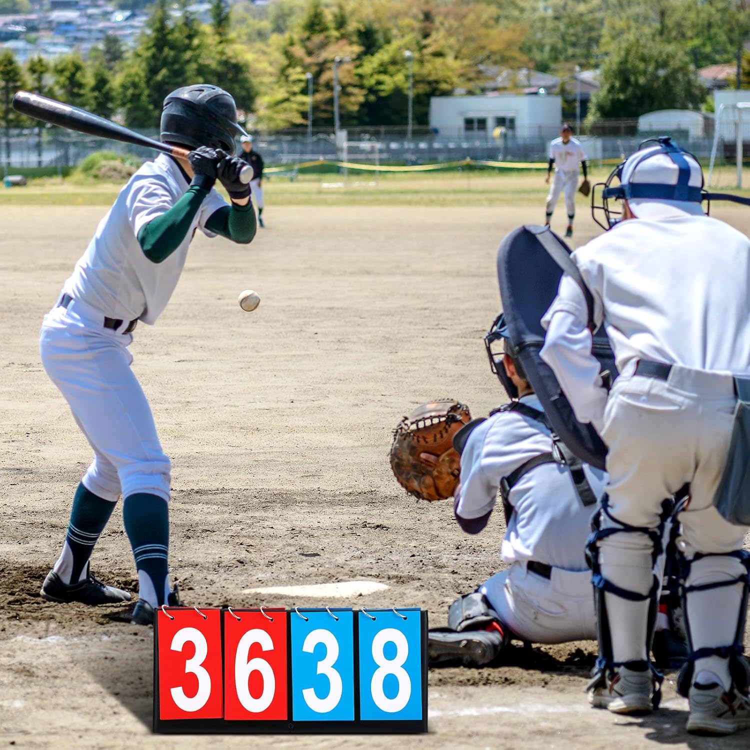 Hiboom Portable Scoreboard Flipper Table Top Score Keeper Waterproof 4 Digital Scoreboard Flipper for Basketball Soccer Tennis Volleyball Cornhole Sports Games P. E Classroom Activities