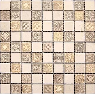Beige and Taupe Foiled Textured Stone Mosaic Tile – 12