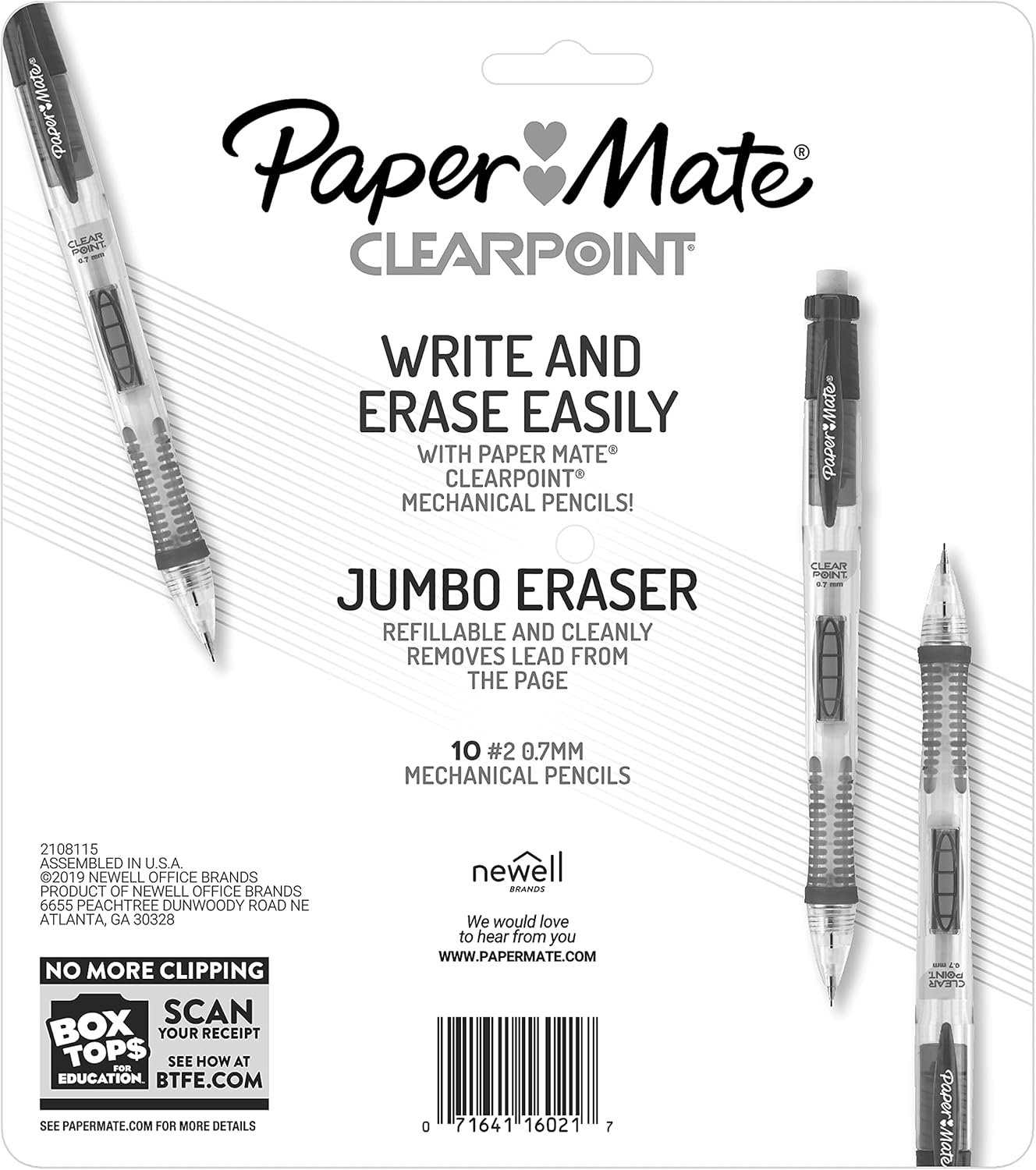 Paper Mate Clearpoint Mechanical Pencil, 0.7 mm, Assorted, Refillable, 10 Count (Pack of 1)