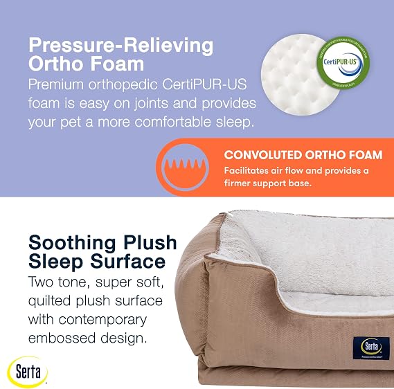 Serta Orthopedic Cuddler Dog Bed for Pets Desert Sand (X-Large)