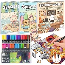 3Pcs Bold and Easy Cozy Adult Coloring Books for Women with 36 color Marker