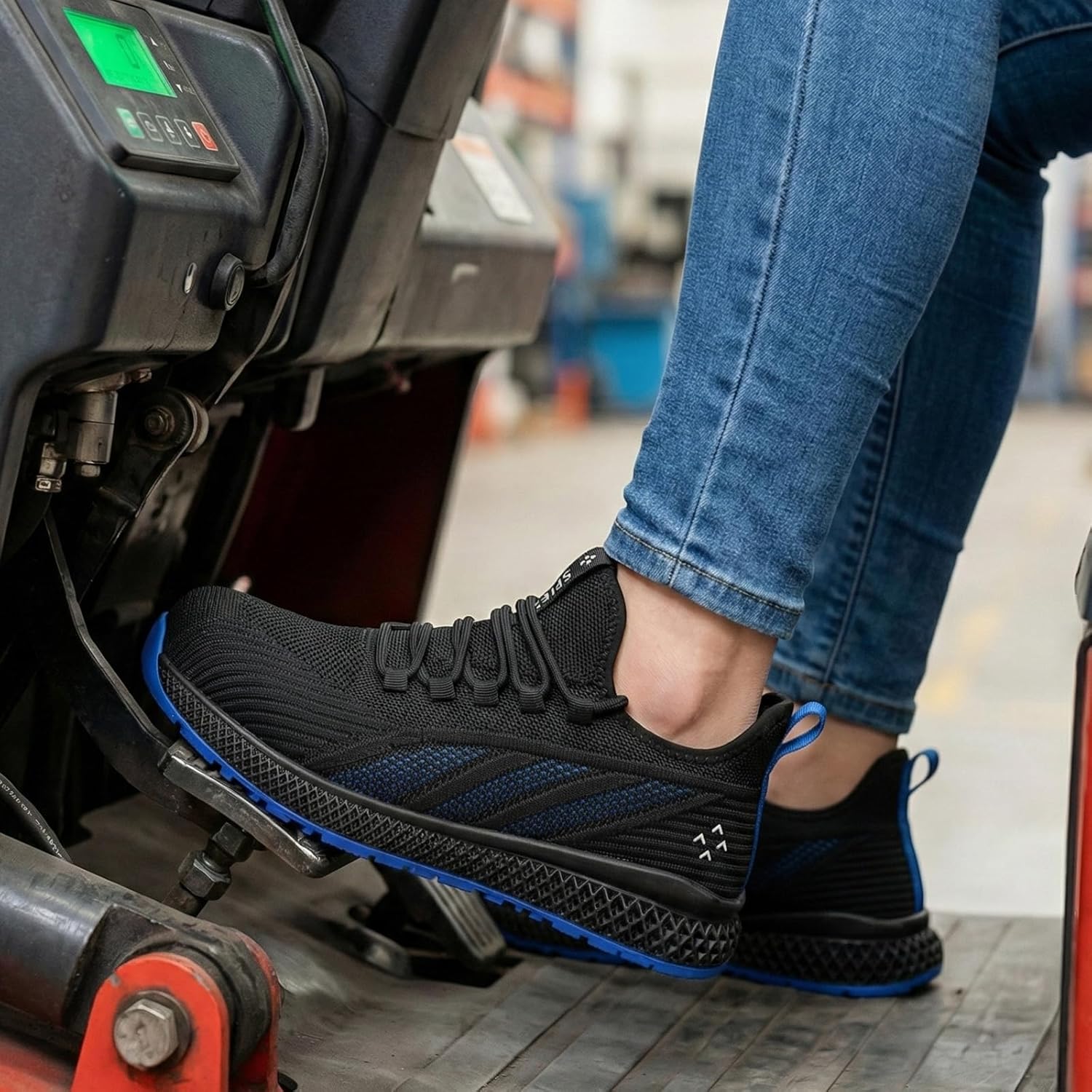 SPIEZ Composite Toe Safety Shoes for Men Women,Non Slip Comfortable Safety Tennis with Lightweight Breathable,Black Blue - Image 11