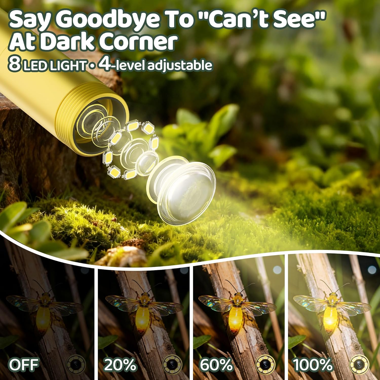 Dinosaur Borescope Snake Camera Toy: Kids Outdoor Toy Kits, Camping Exploration Portable Toy with Lights & 2.4" Screen, Educational STEM Birthday Gift for Boys & Girls 4 5 6 7 8 9 10-Year-Old