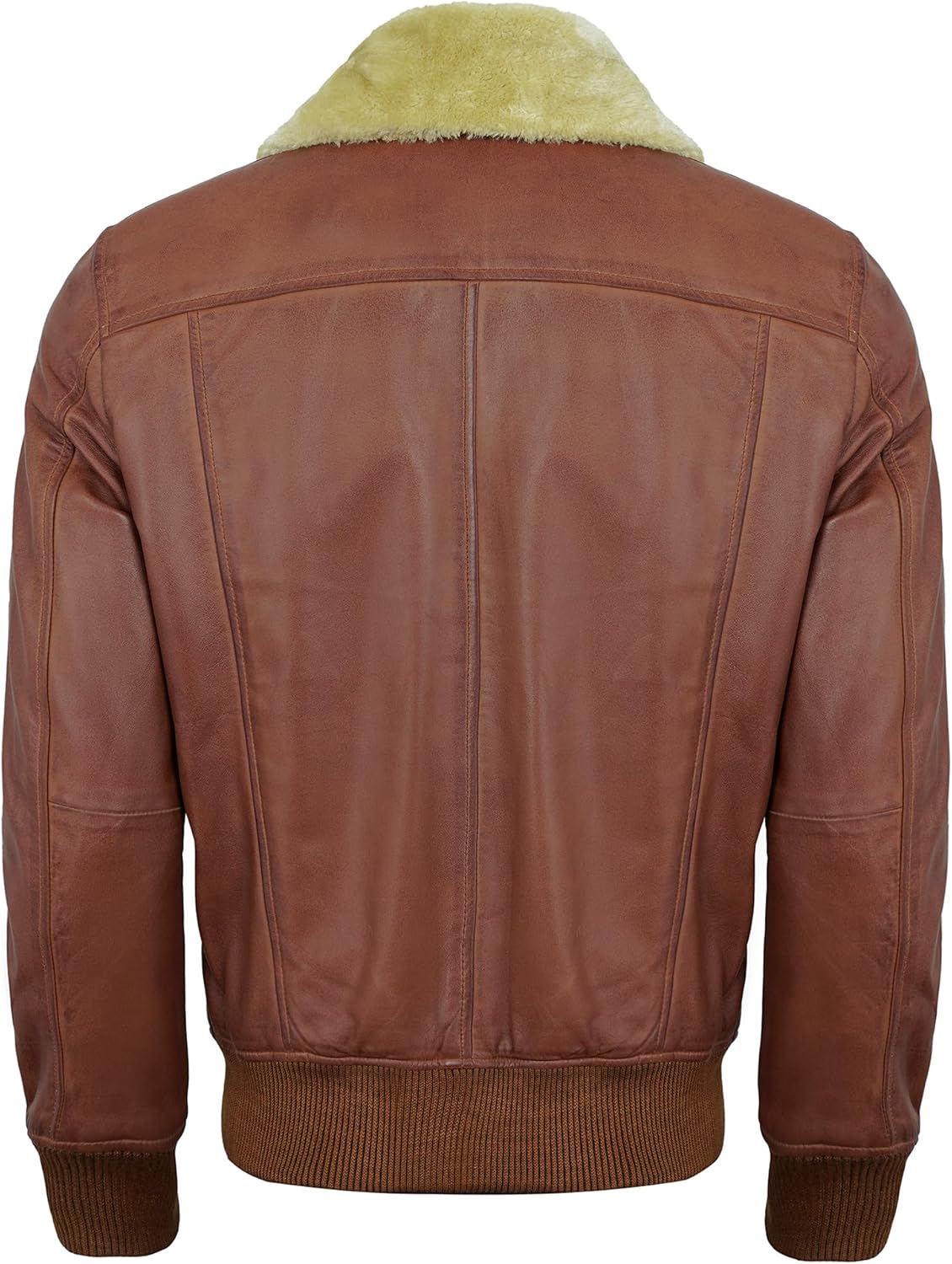Leather Jackets For Men - Real Lambskin Stylish Turn Down Shearling Collar Leather Bomber Jacket Mens