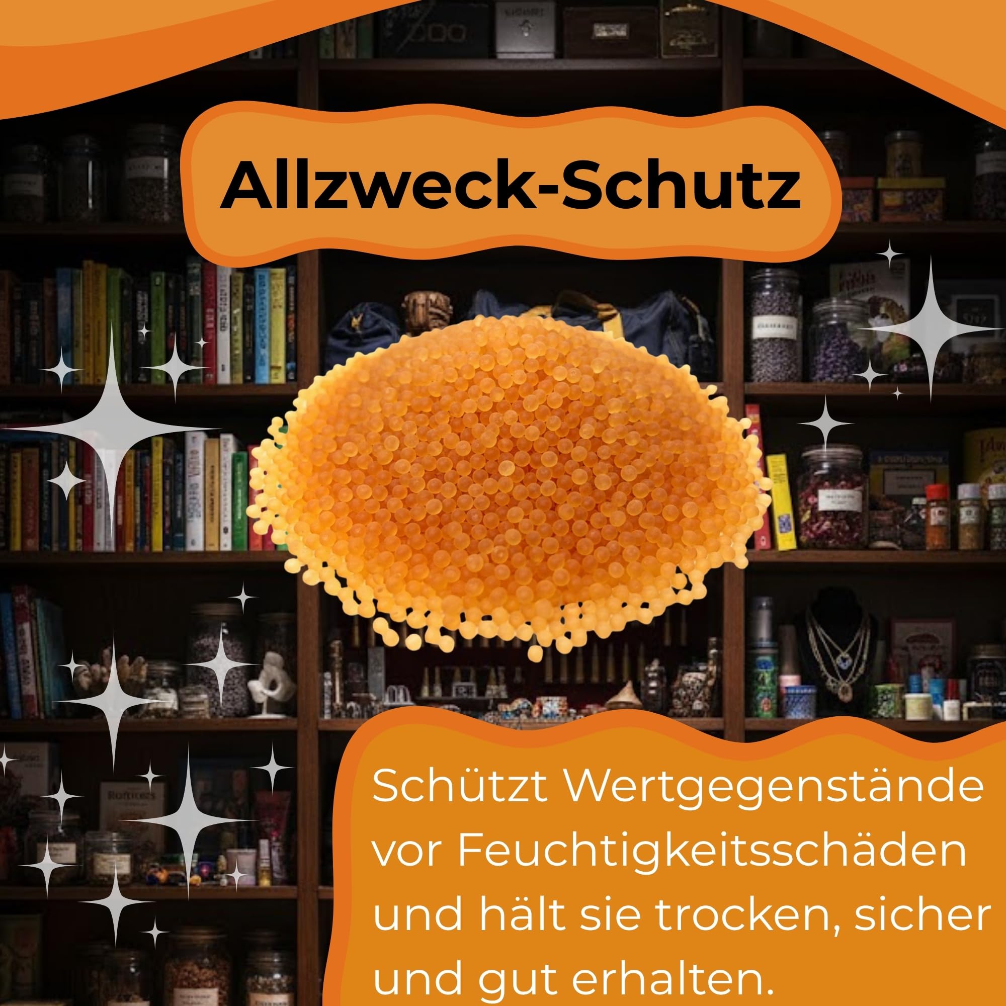 Silicagel Orange 3-5 mm – 10x 1 kg Silicagelkugeln zum Schutz von Büchern, Reisetaschen, Kosmetik, 3D Filamente Feuchtigkeitsabsorber für Elektronik, Aufbewahrung & Schmuck