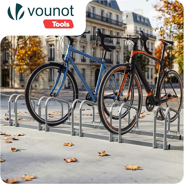 VOUNOT® Rastrelliera per Biciclette, Rastrelliera Portabici, Installazione a pavimento e parete, 6 Posti, Argento - 2