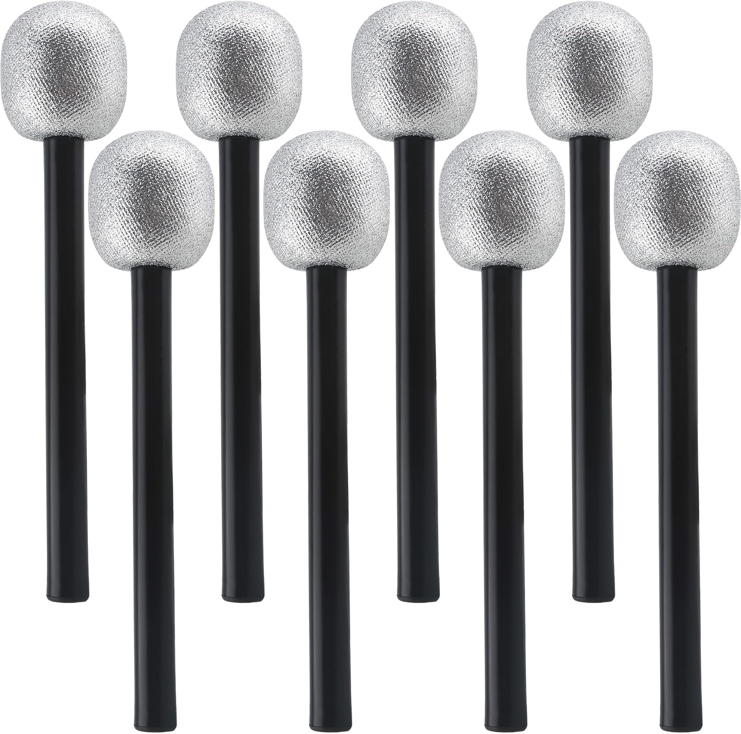 8 Pack Microphone Toy Fake Plastic Glitter Stage Mic Costume Prop for Stage Play Cosplay Prop Birthday Disco Theme Party Favors (Color Set 3)