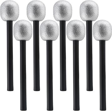 8 Pack Microphone Toy Fake Plastic Glitter Stage Mic Costume Prop for Stage Play Cosplay Prop Birthday Disco Theme Party Favors Color Set 3