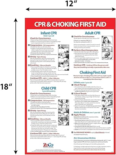 Miniatura 2 de Paquete de 3 carteles de primeros auxilios (1) RCP y pasos de asfixia (1) signos de accidente cerebrovascular BE FAST (1) síntomas de ataque