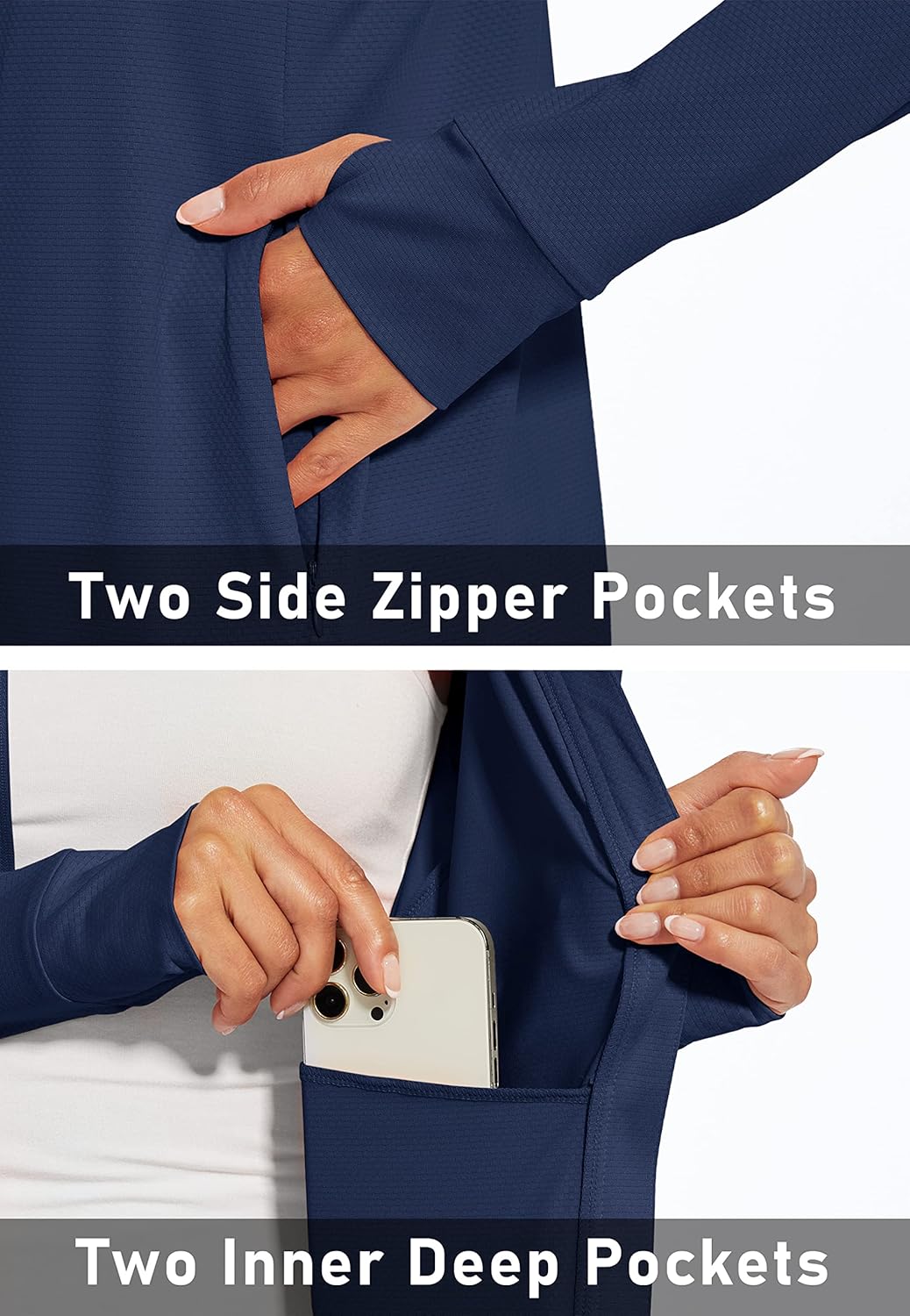 MAGCOMSEN Women's UPF 50+ Lightweight Athletic Jacket Sun Protection Full Zip Long Sleeve Shirts Hiking Outdoor Pockets - Image 4