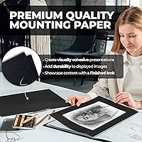 Vista 3 de Dunwell Carpeta portafolio de arte de 11x14 con papel de montaje (negro), carpeta grande para almacenamiento de obras de arte, 24 fundas muestran 48