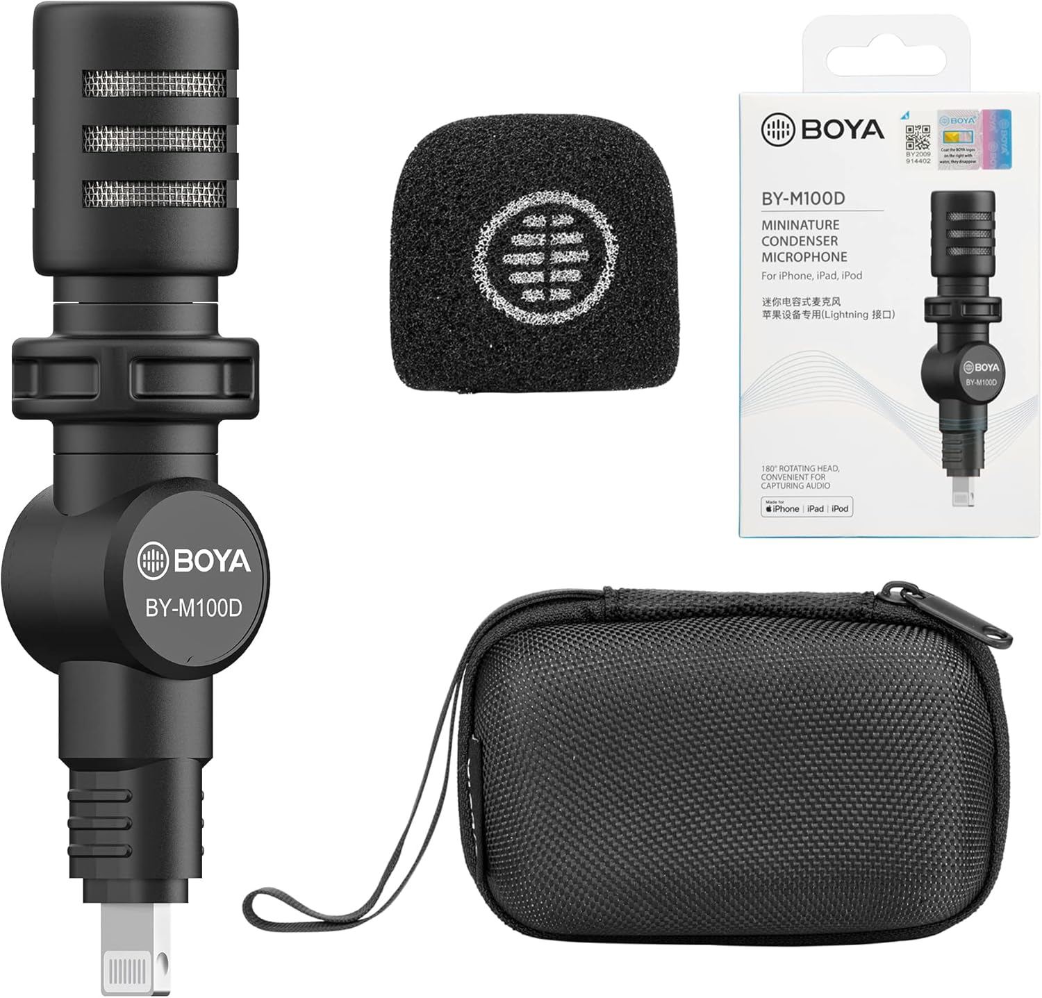 BOYA BYM100D External Microphone for iPhone, iPad, iOS