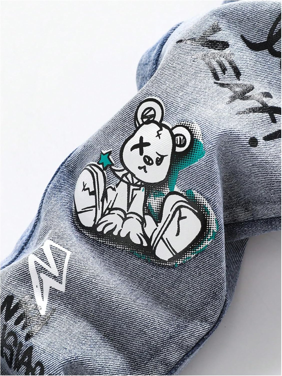 WDIRARA Toddler Boy's Graphic Tapered Jeans High Waisted Denim Pants Streetwear