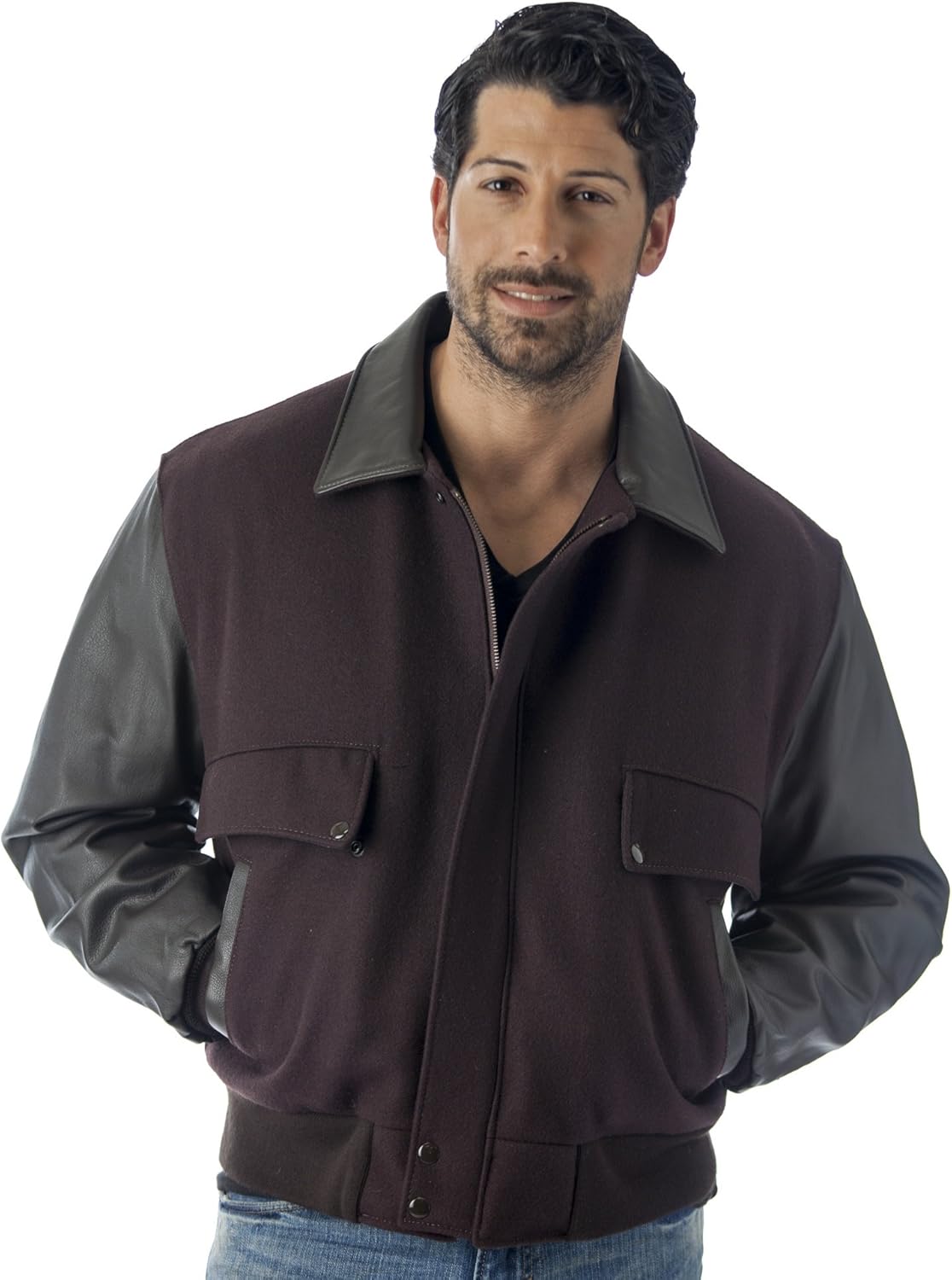 REED Men's Leather Wool Bomber Jacket Made in USA