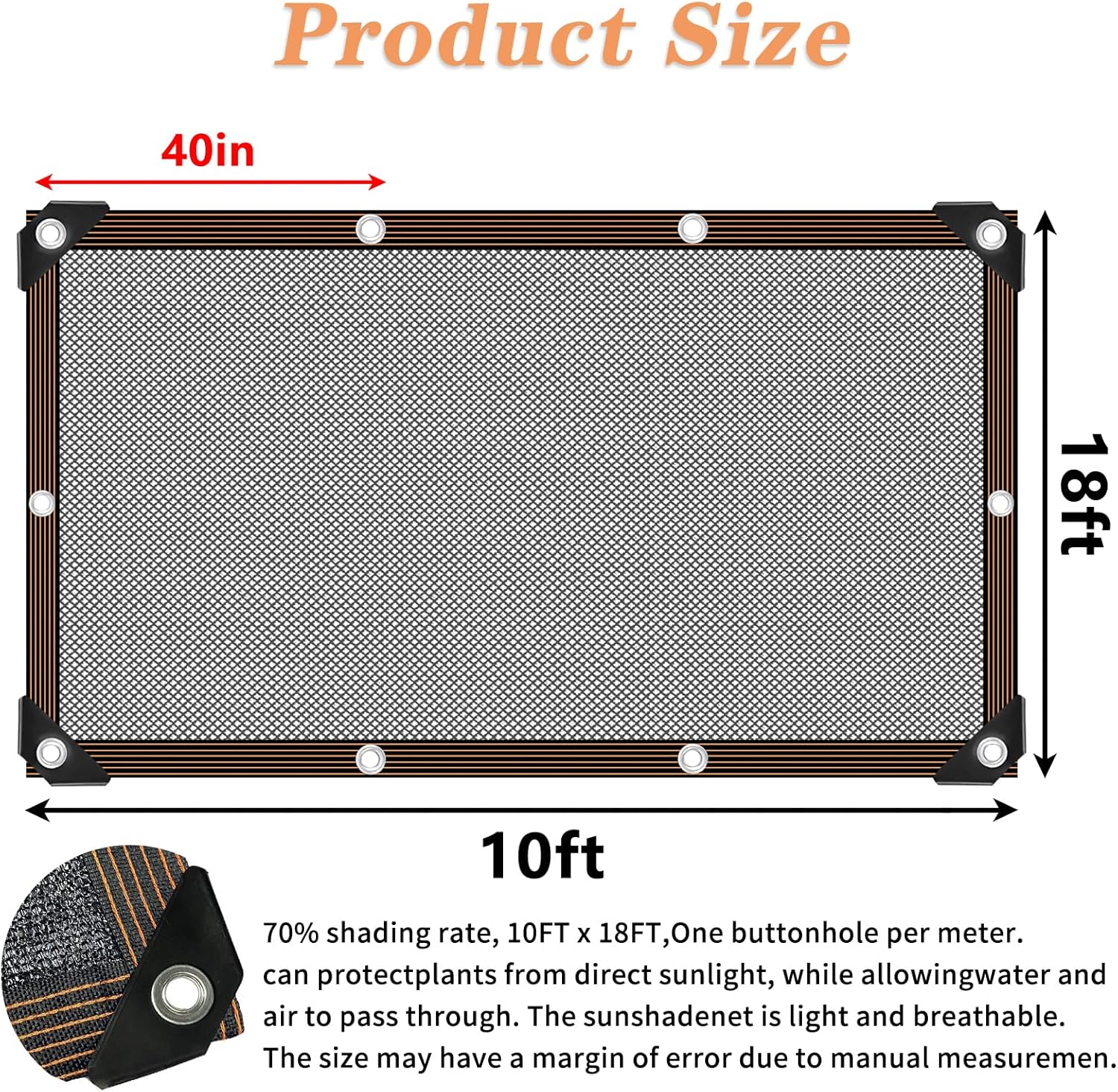 QLOFEI 60-70% Shade Cloth with Grommets, Sunblock Shade Sail Mesh Tarp for Plant Greenhouse, Easy to Hang Shade Cloth for Patio Kennel Chicken Coop Lawn Garden Shade Neting Cover, 10x15 FT