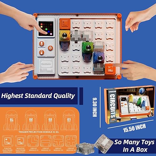 Miniatura 6 de Más de 1000 kits STEM para niños de 7-8-10-12 años, placa de circuito espacial para regalos para niños con proyector, juguetes de construcción de