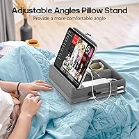 Vista 2 de KDD Tablet Pillow Stand with Storage, Foldable iPad Holder for Bed, Lap and Desk, Angle Adjustable Soft Pad Dock with Stylus Mount Compatible with