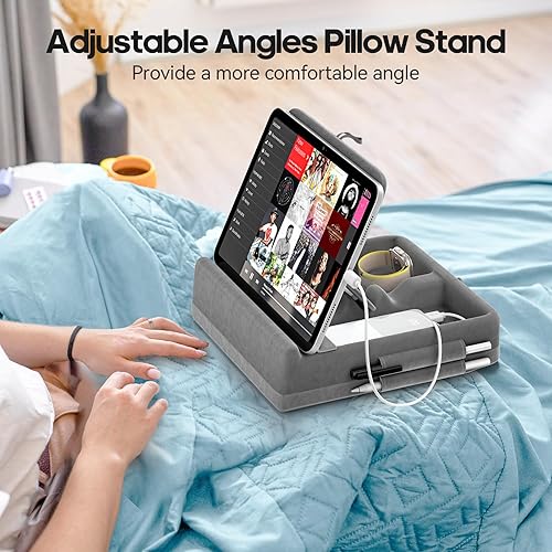 Miniatura 2 de KDD Soporte de almohada para tableta con almacenamiento, soporte plegable para iPad para cama, regazo y escritorio, base de almohadilla suave