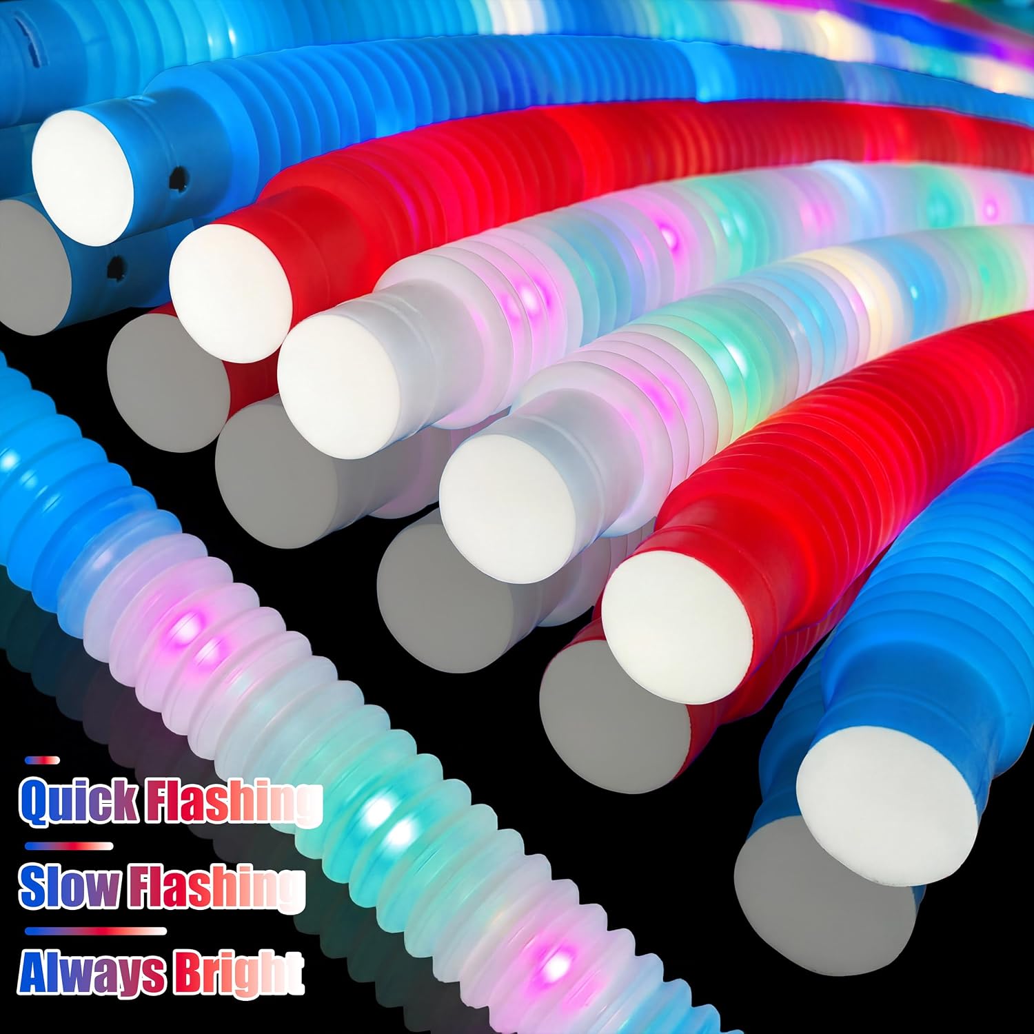 250th Anniversary 21 PCS 4th of July Glow Sticks Pop Tubes, Red White and Blue Glow Sticks, Fourth of July Accessories for Independence Day Party, Parades, Night BBQ, Camping, Patriotic Party Favors