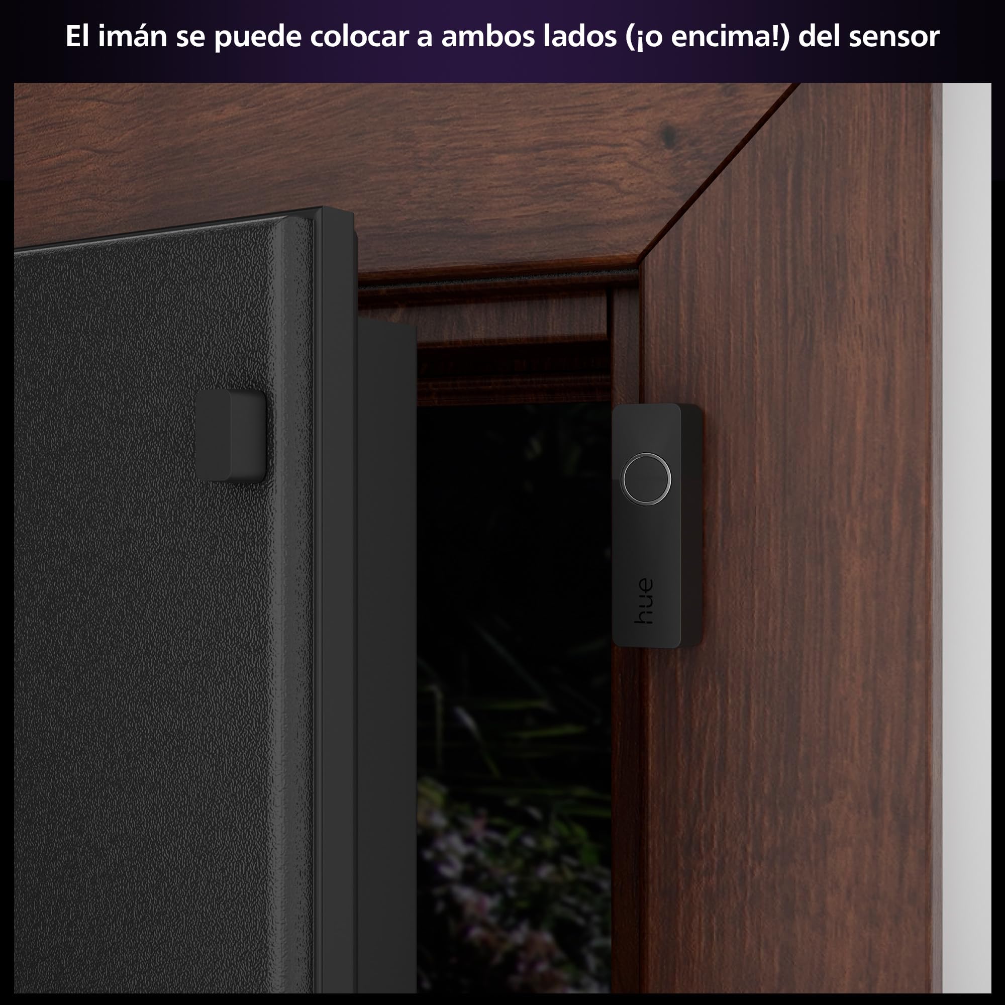Philips Hue Secure - Sensor de Contacto Inteligente para Puertas y Ventanas (Color Negro), fácil de Instalar, Control de Vigilancia y Luz Inteligente con Solo una App (Requiere Bridge)