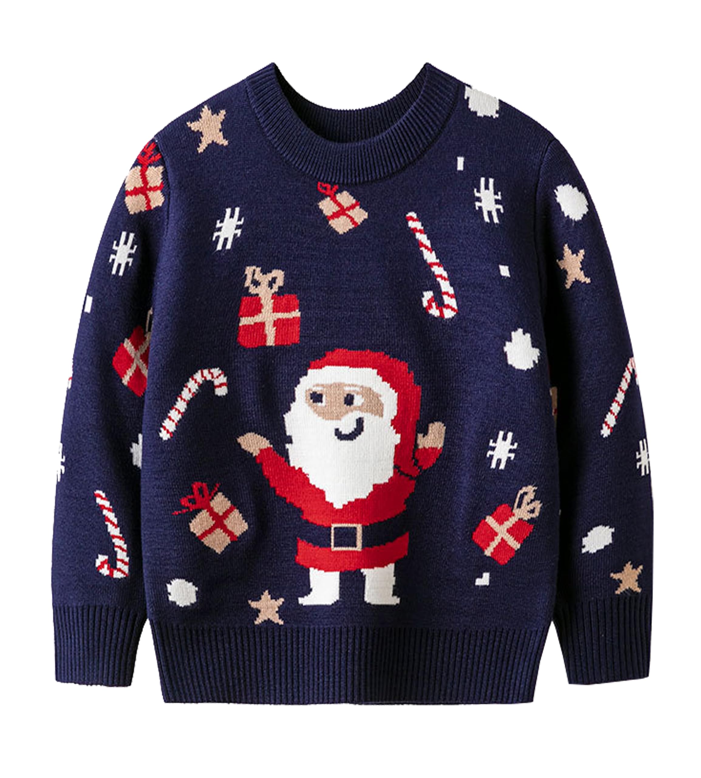 LIKPOJA Kids Christmas Jumper Girls Boys Knitted Christmas Ugly Sweater Toddler Jumpers for Children's Winter Warm Clothes(Knitwear V Santa Claus,4-5Y