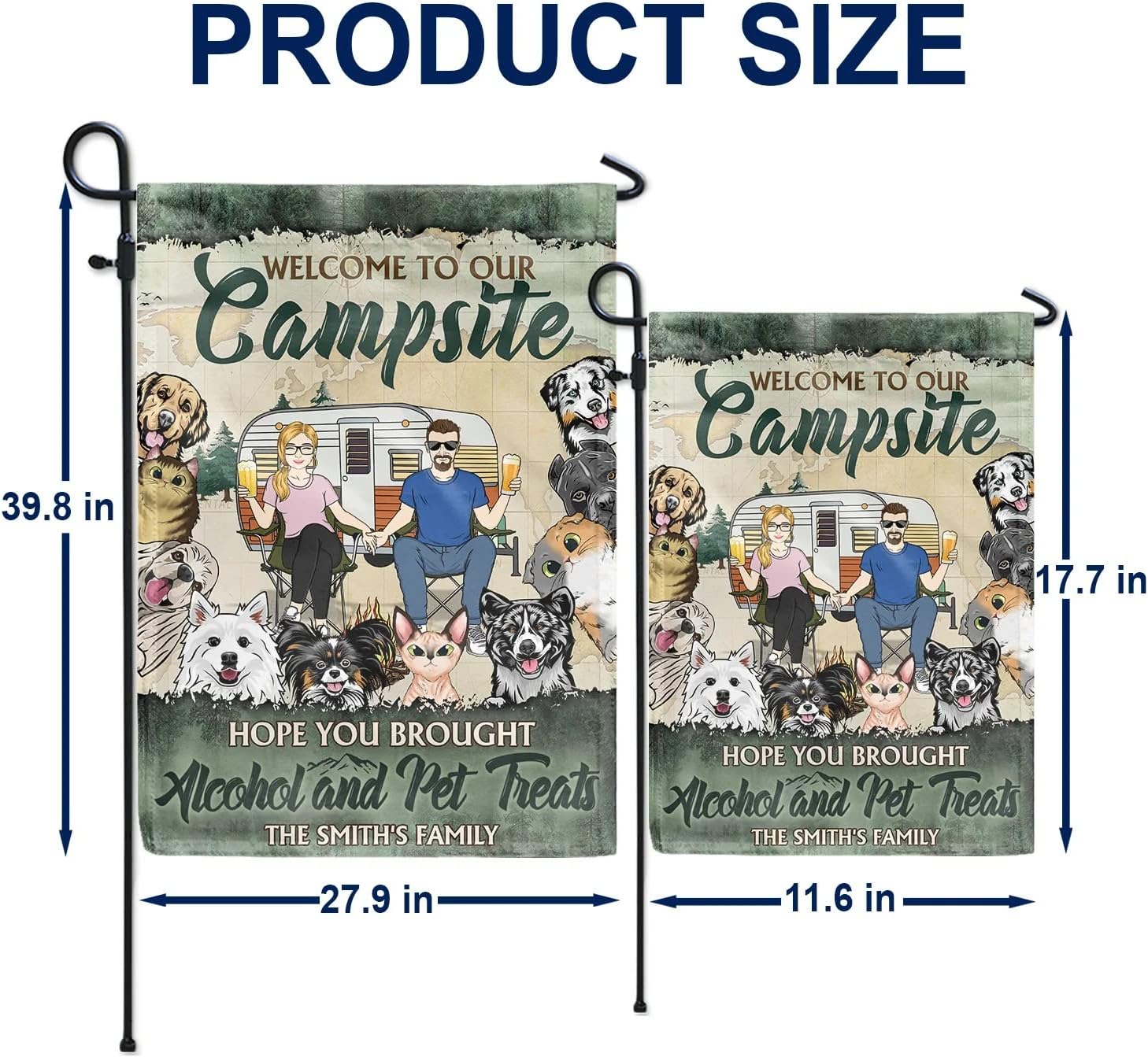 Personalized Husband & Wife Custom Flag - Family & Friends Memory Maker, Double Sided, 12.5x18 Inch Garden Flag for RV, Camper, Home Decor