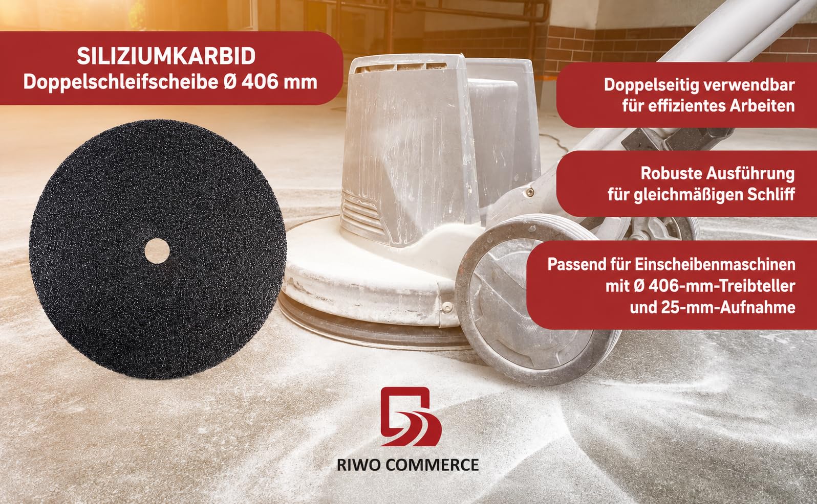 Lot de 10 disques abrasifs double face en carbure de silicium - Diamètre : 406 mm - Grain 36