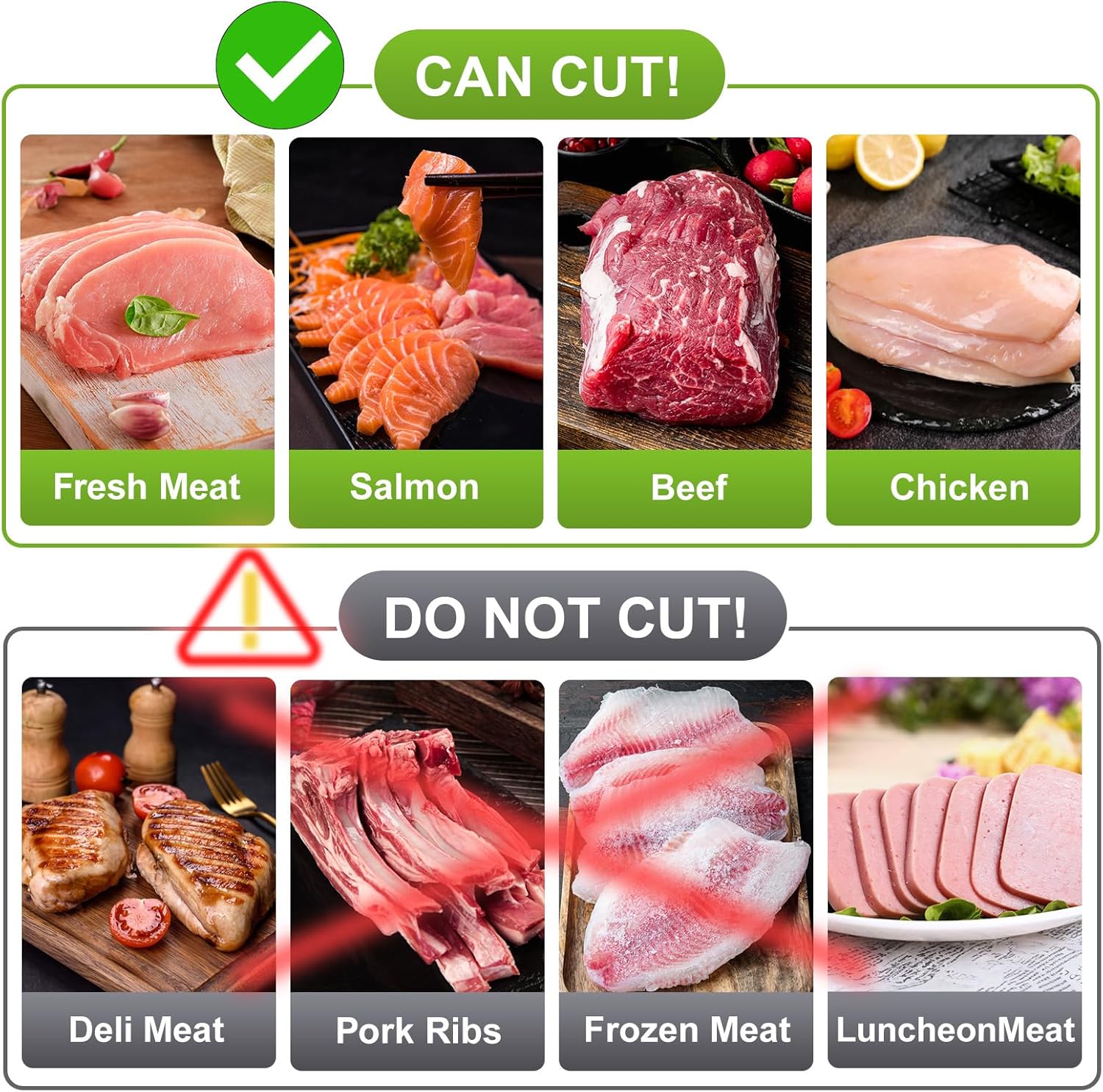 New Meat Slicer for Fresh Raw Meat (Steady Grip), Meal Prep, Thickness Adjustable 2 or 4 mm Manual Cutter, Quick Slice Slicing Shredding, Beef Pork Mutton for Cooking BBQ Hot Pot -Gray