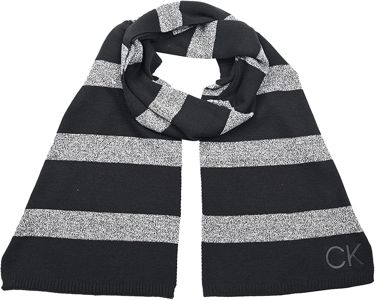 Calvin Klein Men's Scarf, Black Striped, One Size at  Men’s Clothing store
