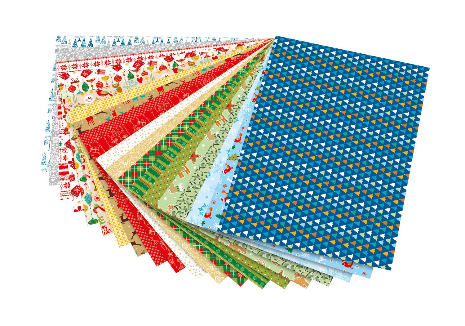Folia 47249 Christmas Motif Pad 270 g/m² Approx. 24 x 34 cm 20 Sheets Assorted in 20 Different Designs for Crafts and Creative Design of Cards, Window Pictures and Scrapbooking