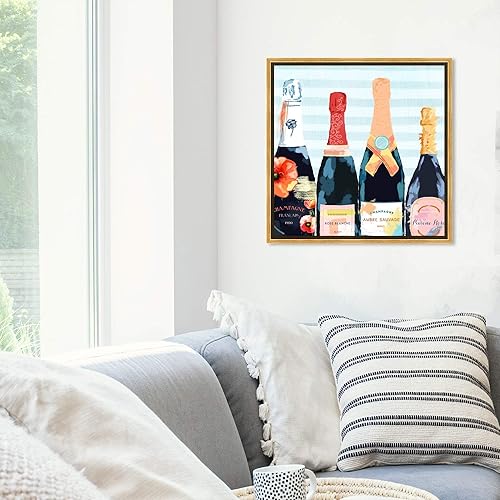 Miniatura 10 de The Oliver Gal Artist Co. Lienzo enmarcado para pared, diseño de flores y champán, 30.0 x 30.0in, azul, naranja