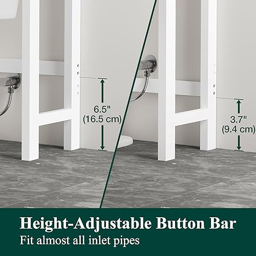 Miniatura 6 de Smiry Gabinete de almacenamiento sobre el inodoro, organizadores de baño de bambú de 3 niveles con estante ajustable y 4 ganchos, estante que ahorra