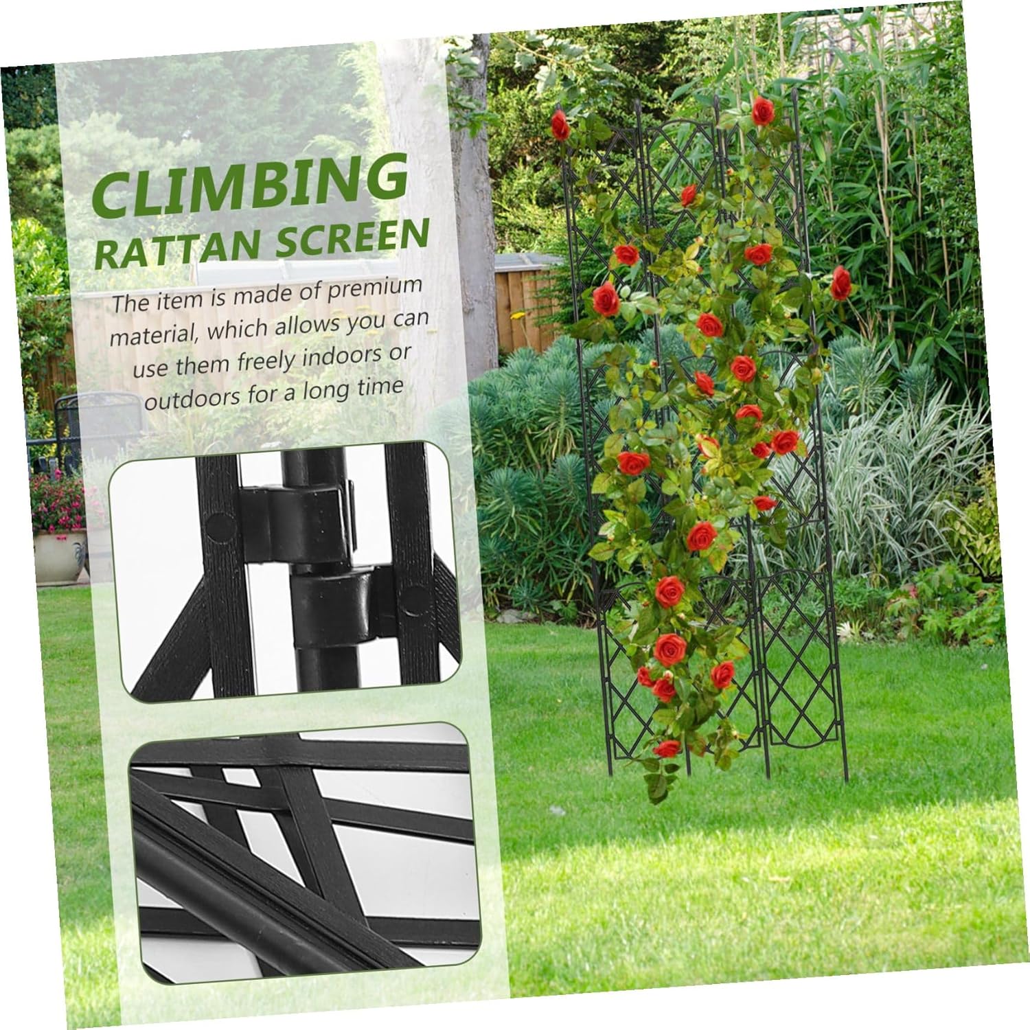 Metal Garden Trellis Climbing Plant Support Rack for Vines Roses Peas Sturdy Outdoor Patio Plant Growth Support Frame for Lawn Courtyard Gardening