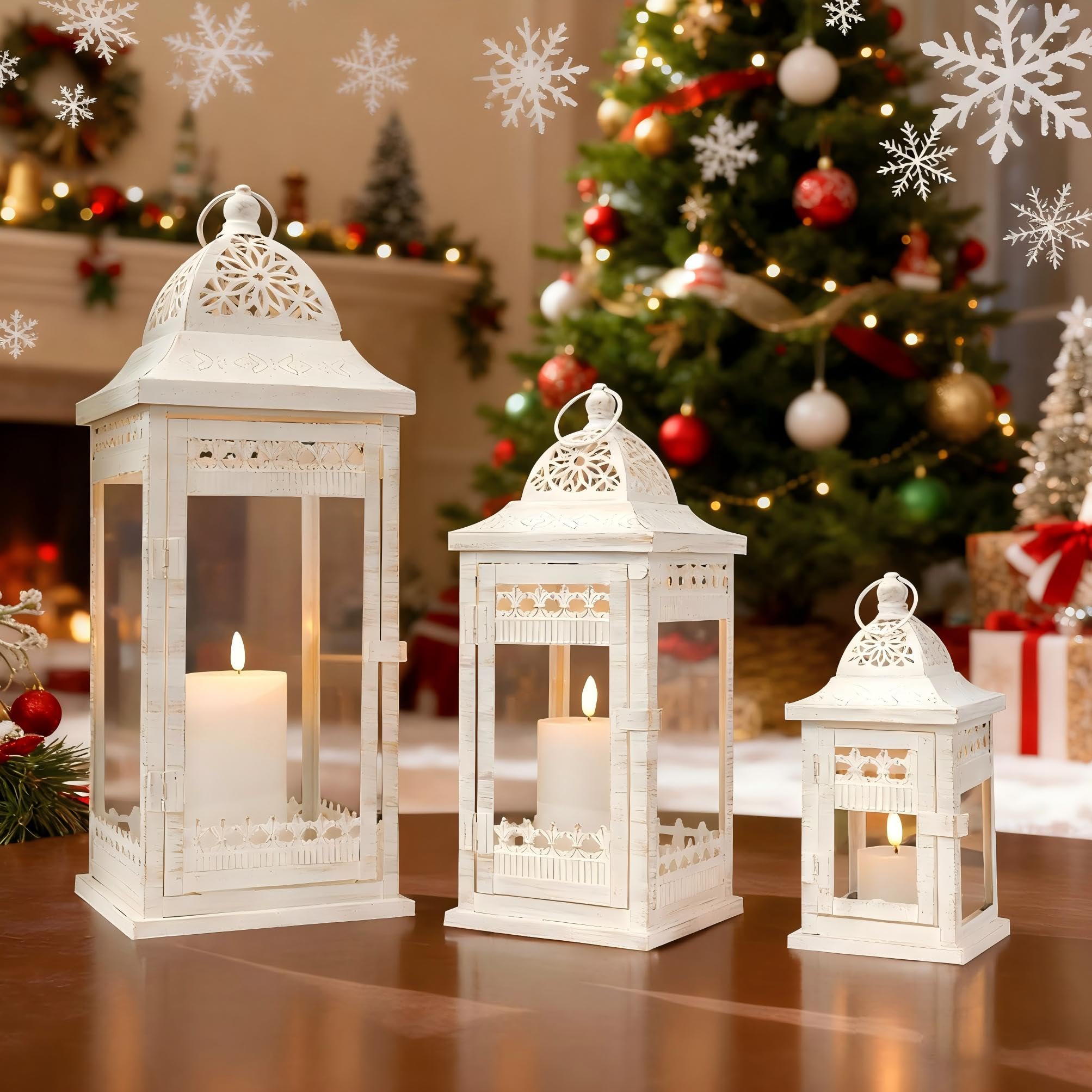 Set Di 3 Mini Lanterne Shabby Chic In Metallo Grigio H14 Cm – Portacandele Vintage Per Esterni/interni, Da Appendere O Appoggiare