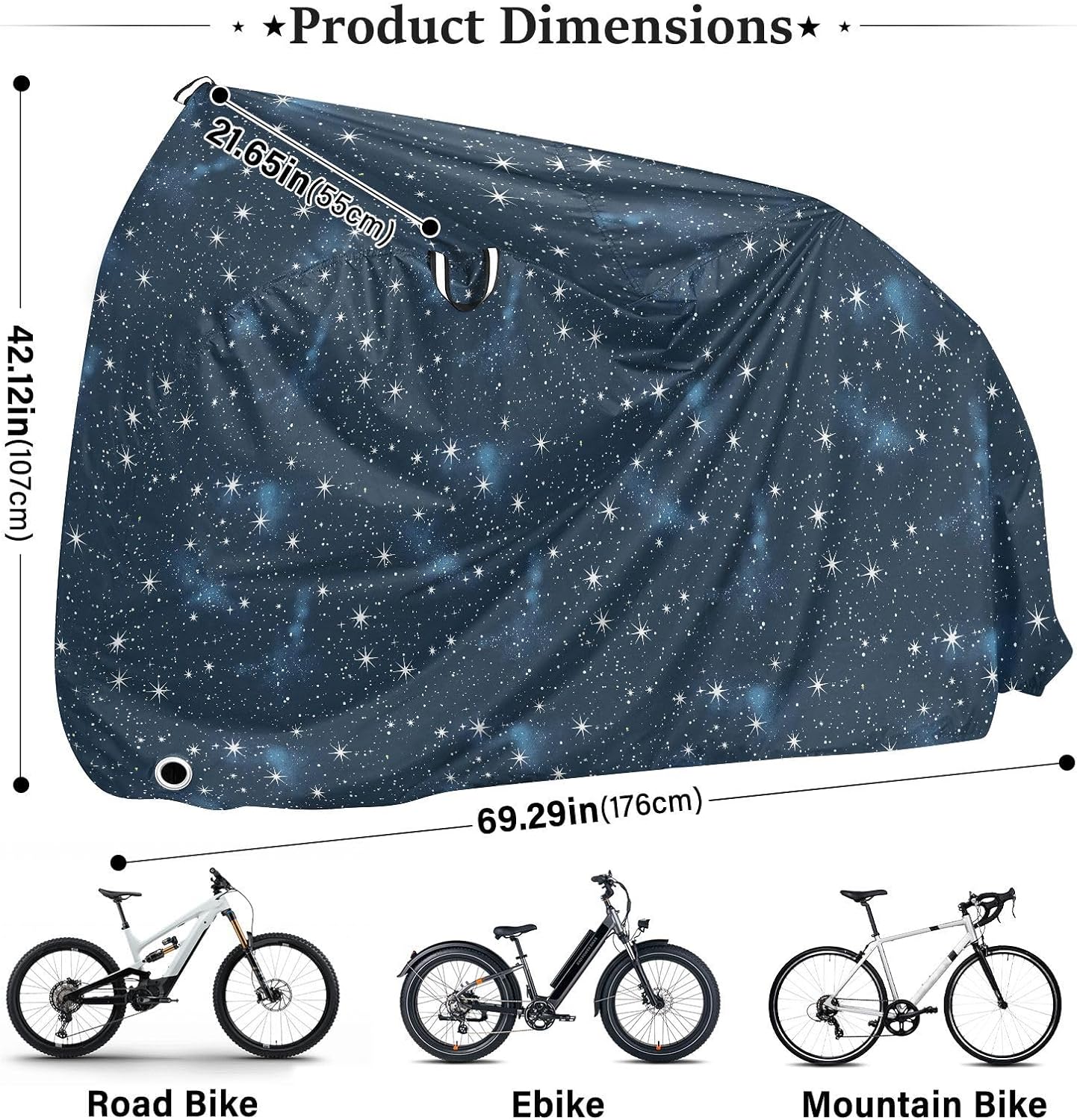 ALAZA Star Starry Sky Bike Cover Waterproof Outdoor Ebike Bicycle Covers Tarp Protection for 1/2 Bikes, Sun UV Dust Wind Proof