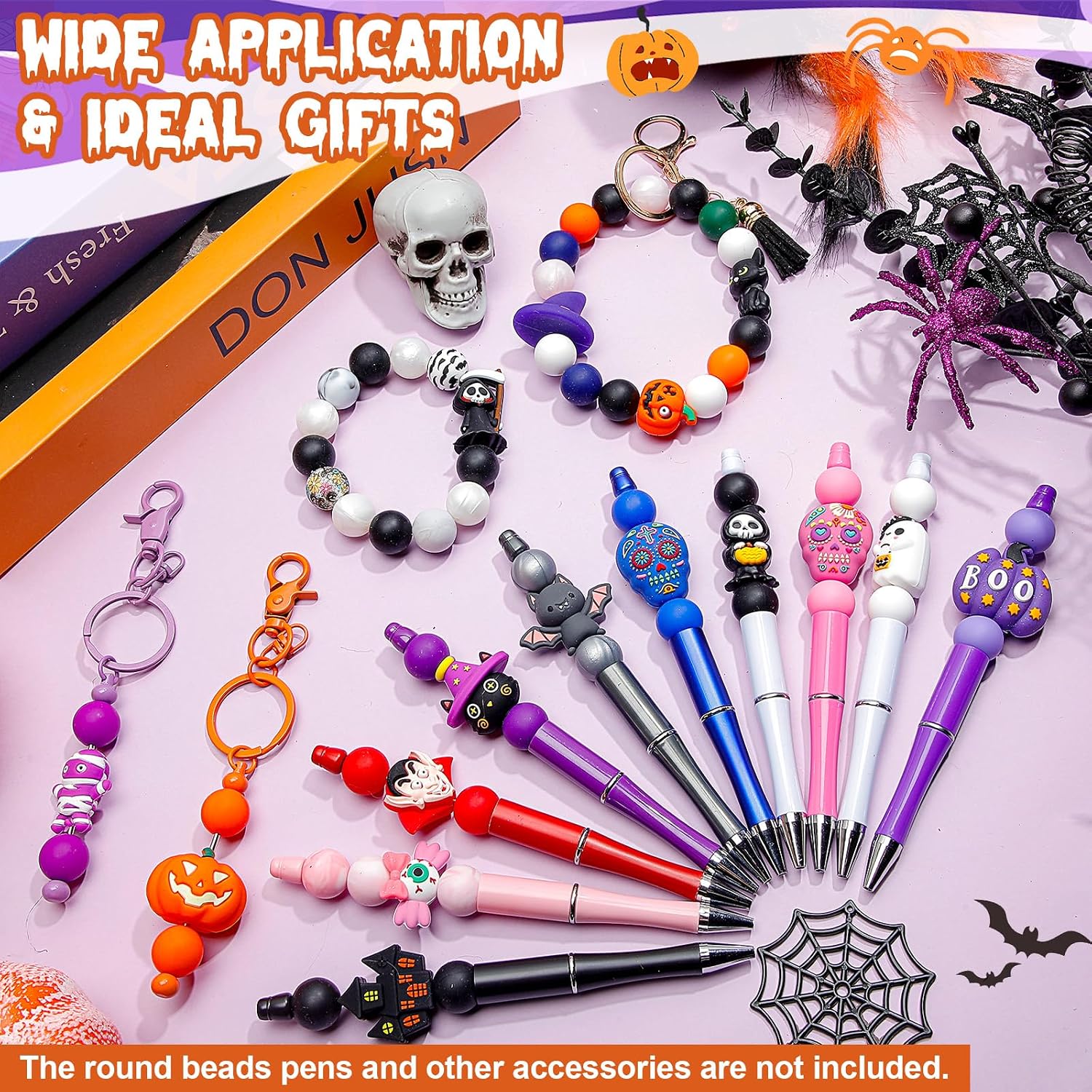 Ferreve 60 Pcs Animal Silicone Beads for Keychain, Halloween