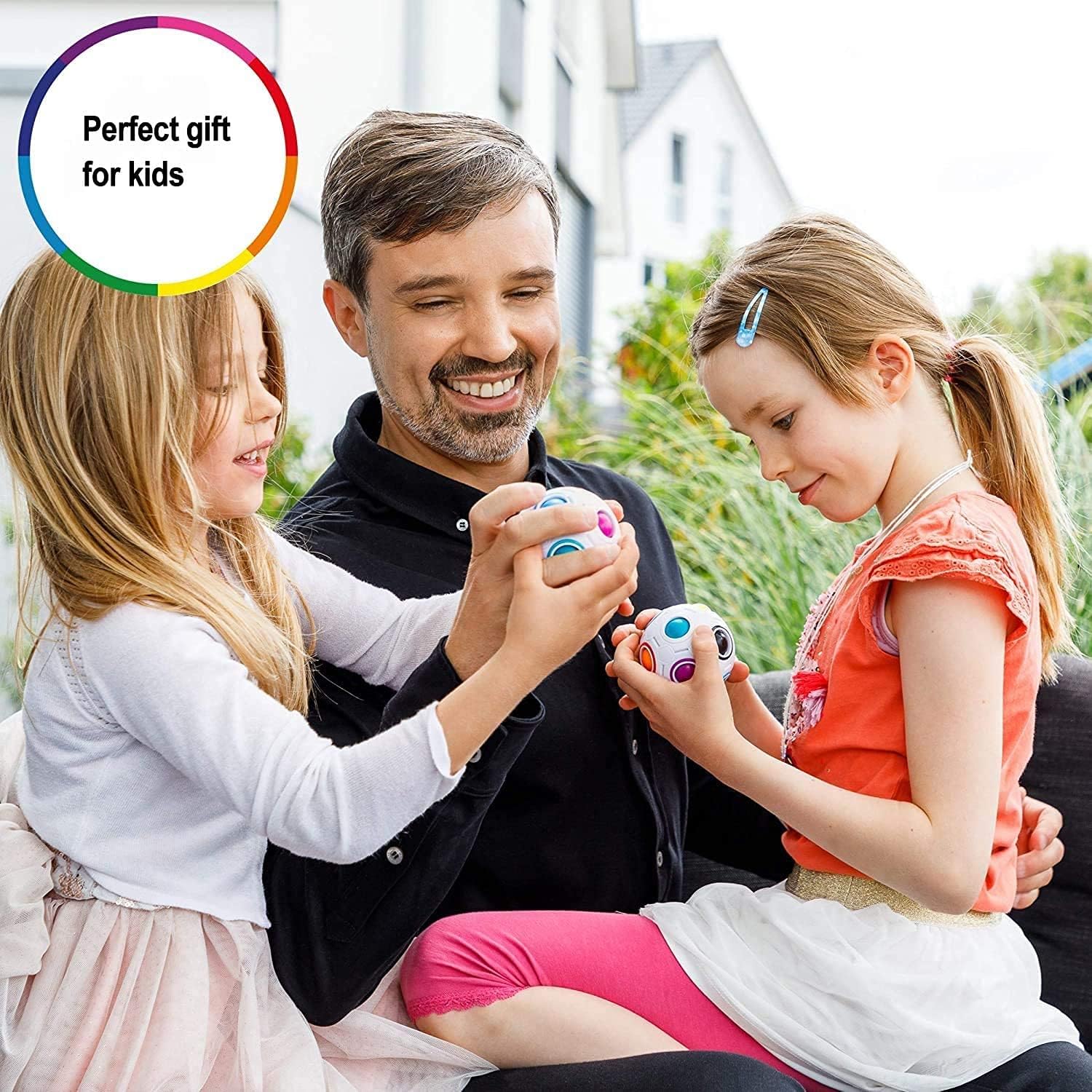 Genchi Magic Rainbow Ball Sensory Puzzle Ball Fidget Toys Cube Game Stress Reliever for Kids and Adults Gifts Pack Brain Teaser Pop (Beginner - Regular [ Bold Color Theme ])