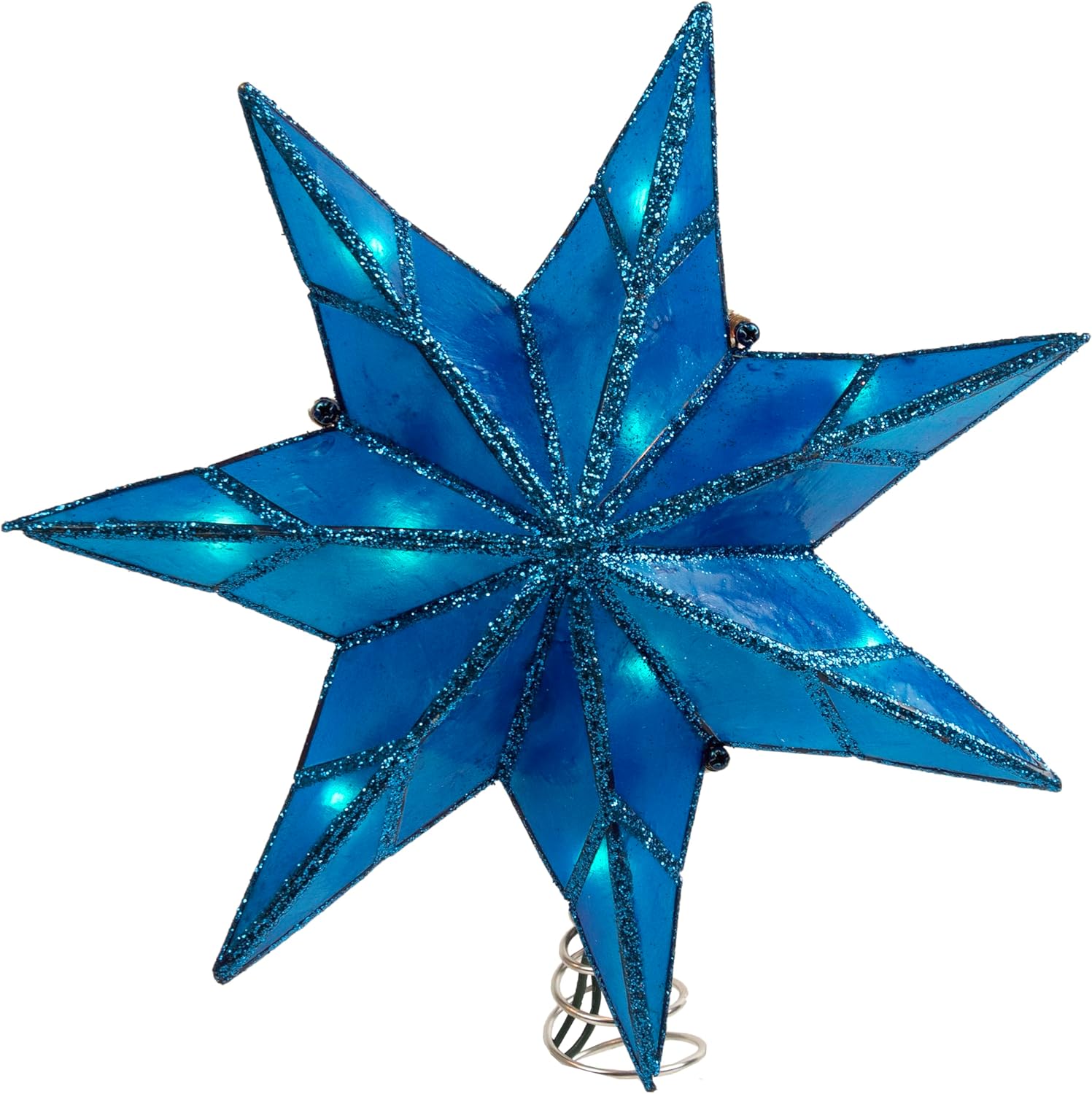 Kurt S. Adler Kurt Adler 10-Light 7-Point Capiz Star Treetop, Blue, White